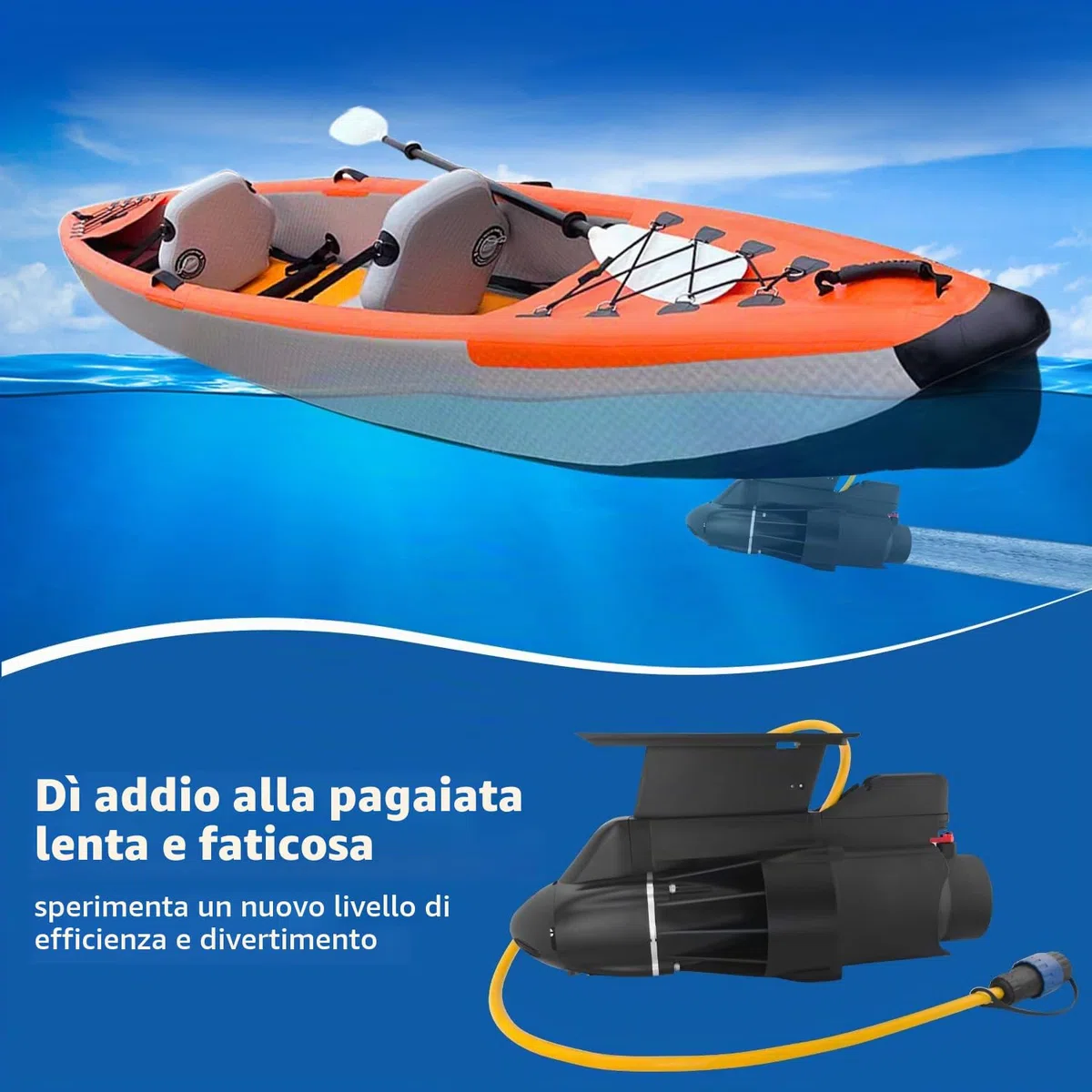 Elica elettrica direzionale SUP per barca da pesca, motore da 360 W, 8 km/h, elica subacquea per paddle board e kayak(Senza Batteria)