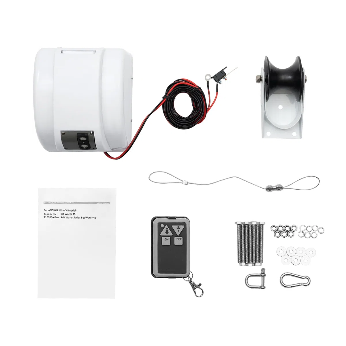 45 LBS Verricello elettrico per barca, verricello elettrico, per acqua salata, ancora, verricello con telecomando, 30 m, 12 V