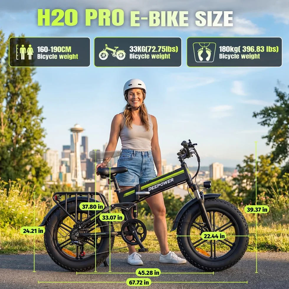 Bici Elettrica Pieghevole, Batteria Rimovibile 48V 25Ah, Autonomia 110KM, Bici Elettrica con Pneumatici Grassi 20'' x 4, Sospensione Completa, Freno Idraulico, 7 Velocità, Bici Elettrica in Alluminio