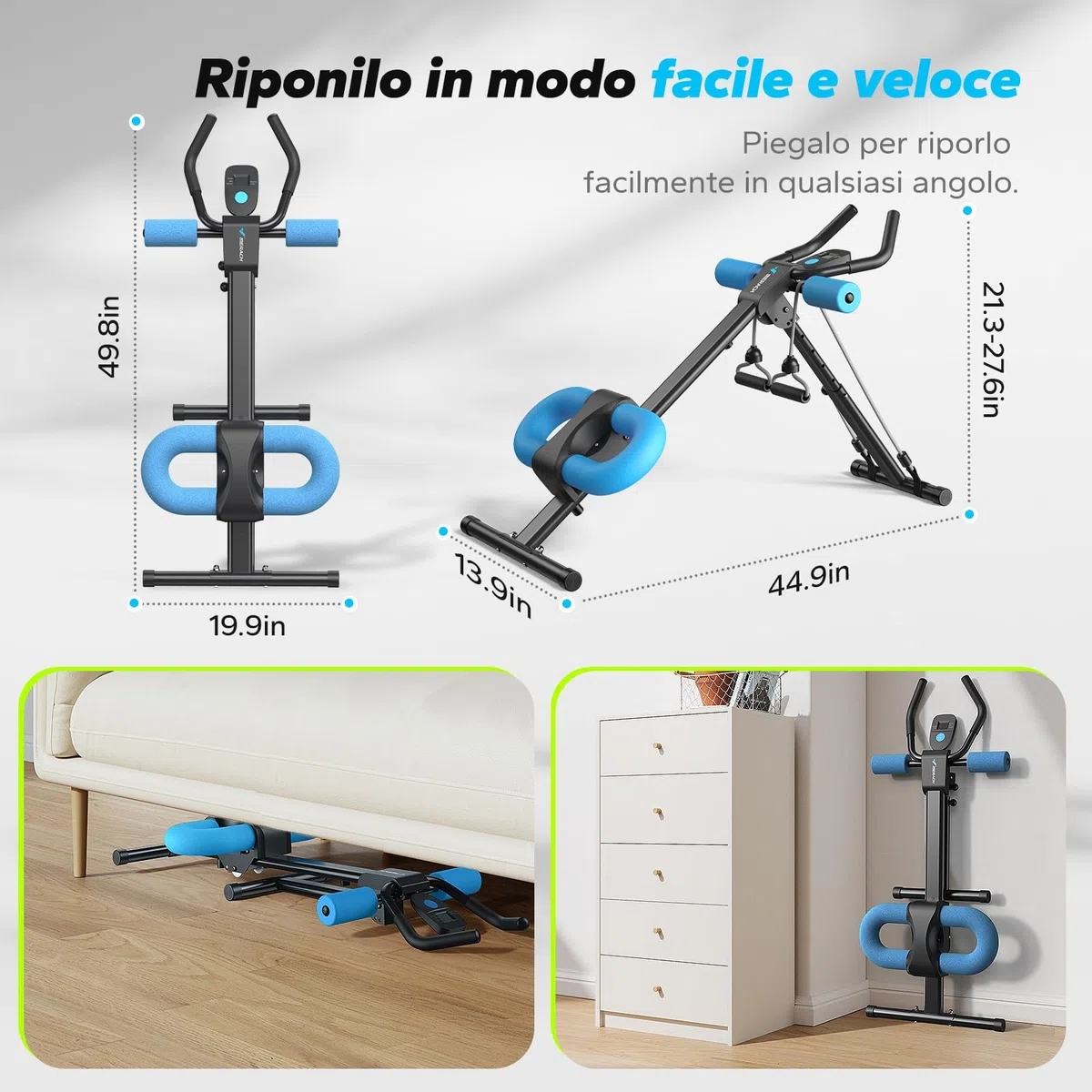 MERACH Attrezzo per addominali, attrezzo per l'allenamento multifunzionale a casa, per l'allenamento di tutto il corpo, attrezzo per addominali con monitor LCD, attrezzo per addominali