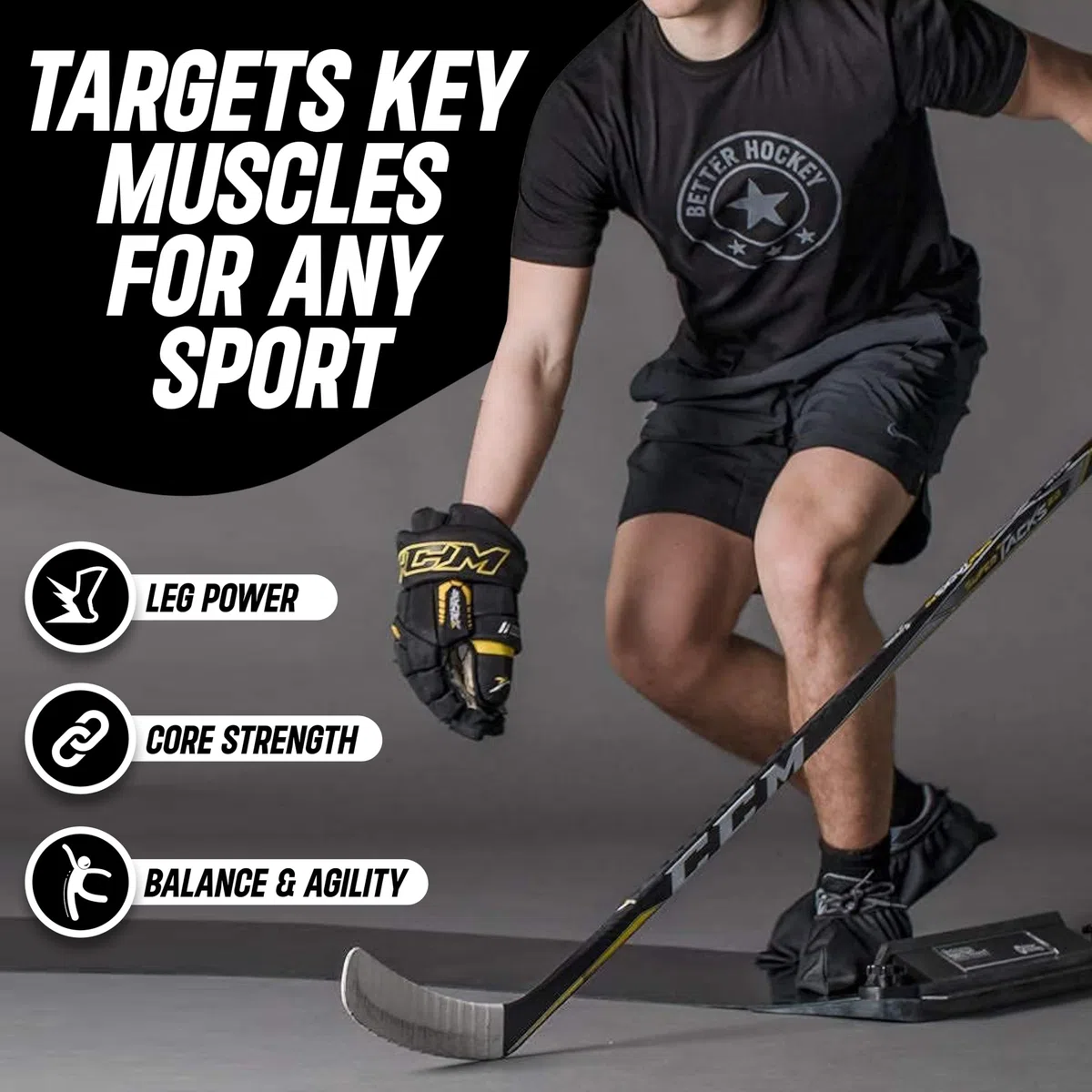 Better hockey Extreme hockey Slide Board | Dimensioni 243,8 x 55,9 cm | ti aiuta a Win the Race to the Puck | viene fornito con 3 paia di Slide Board Booties; piccolo, medio e grande | borsa per il