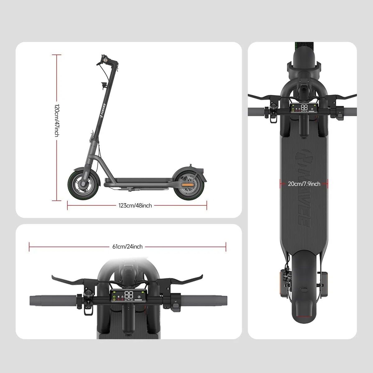 NAVEE N65i Monopattino Elettrico, Autonomia 65km, 3 Modalità di Guida, Pneumatici Tubeless 10,5", Pieghevole, IPX5, 24% Pendenza