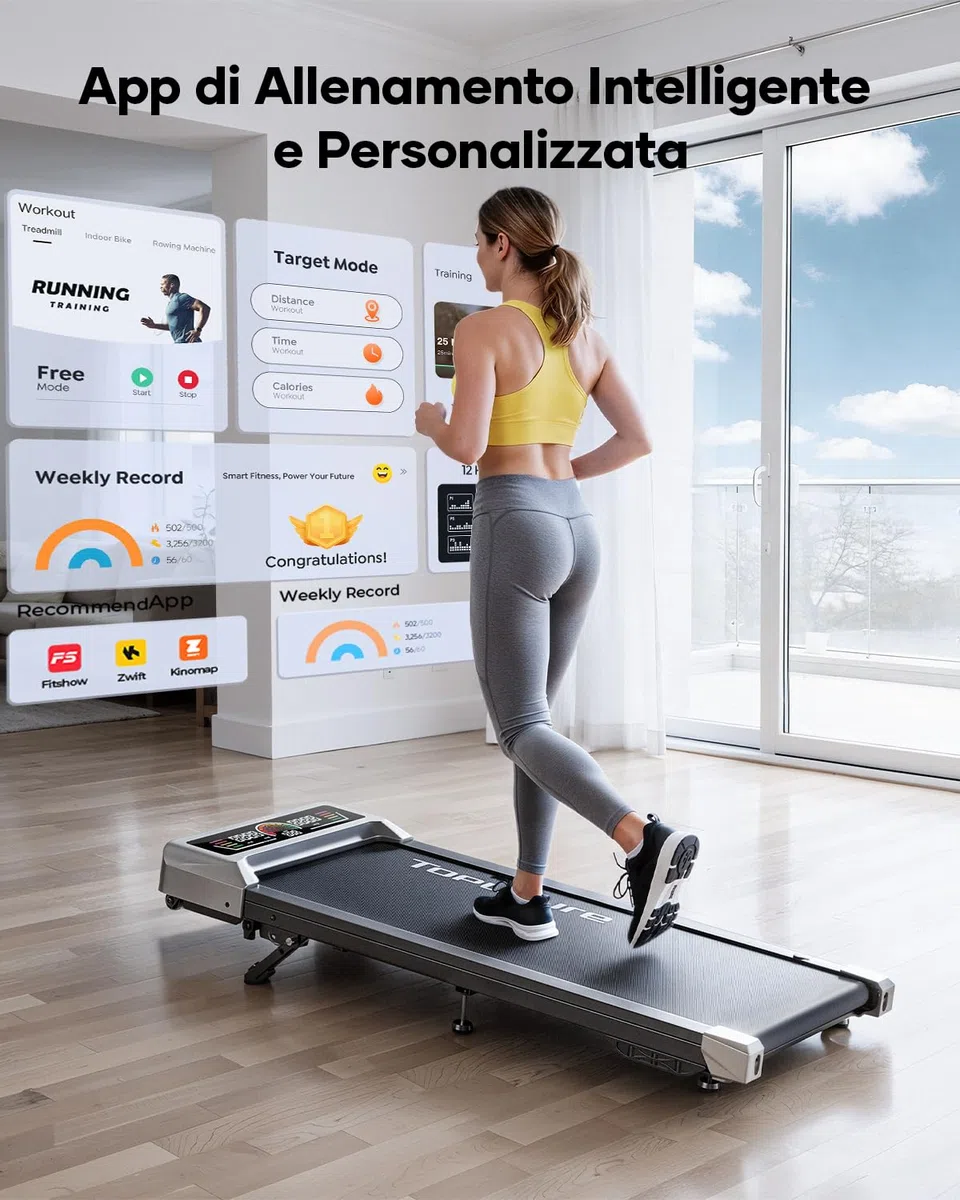 Tapis Roulant Elettrico con 10% Inclinazione, 1-10km/h Tapis Roulant Salvaspazio, 3 Pendenza, 3.0HP Motore silenzioso, 4 in 1 Sotto la Scrivania Walking Pad, App e Telecomando, Ampio Display LED