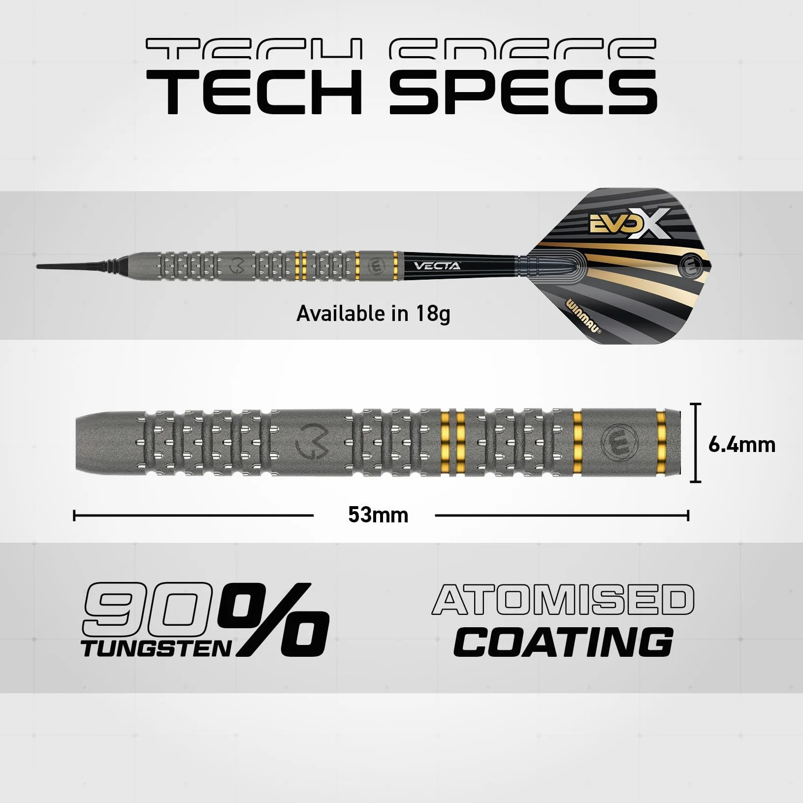 WINMAU – Michael Van Gerwen MvG - EvoX Set di Freccette Professionali con voli e steli per Freccette - Disponibile con Punta Morbida da 18 g, Peso Pieno da 20 g e Punta in Acciaio da 21g, 22,5g e 24g