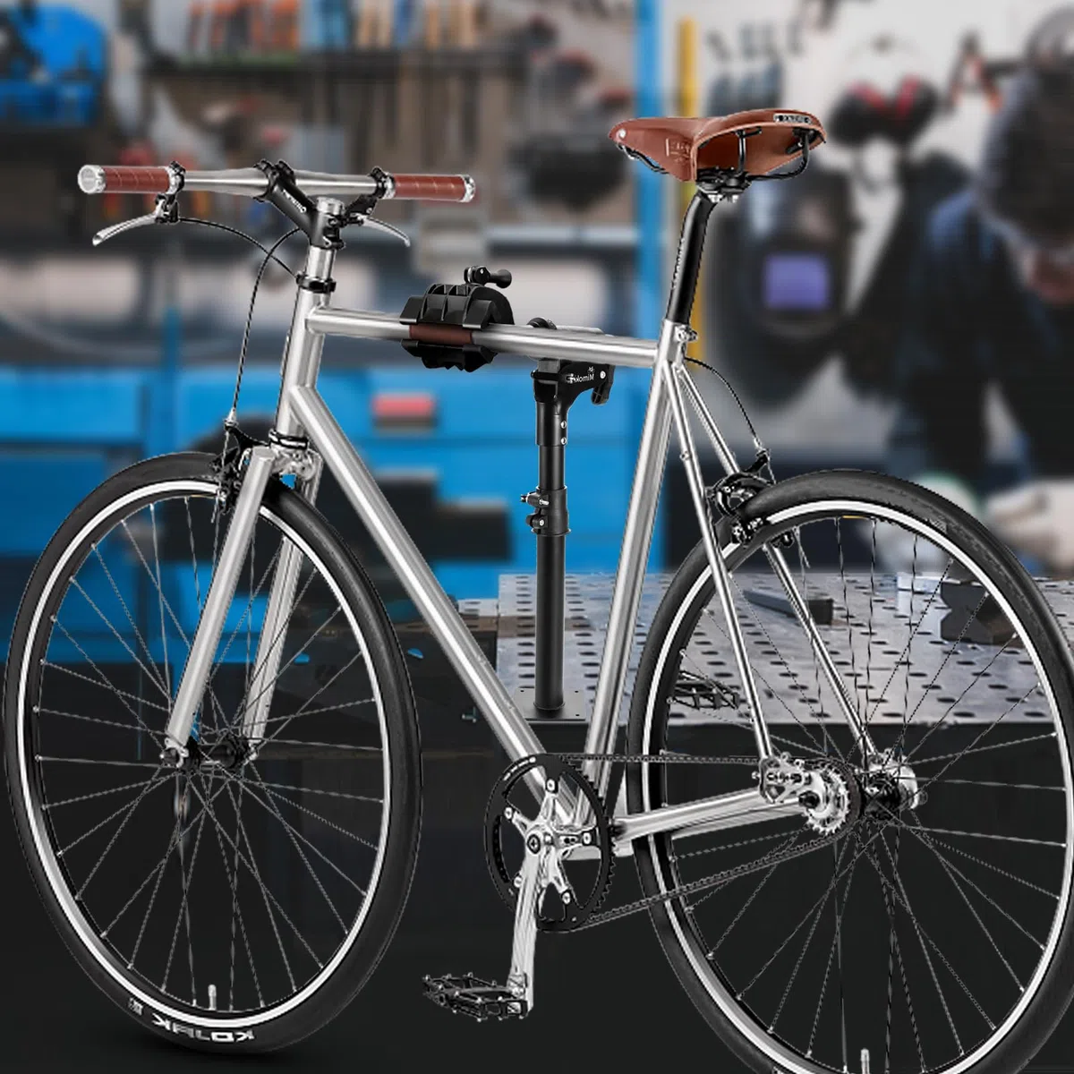 Mimoke Supporto per riparazione biciclette Supporto da parete Banco da lavoro per bici Morsetto regolabile in altezza Rack di manutenzione domestica