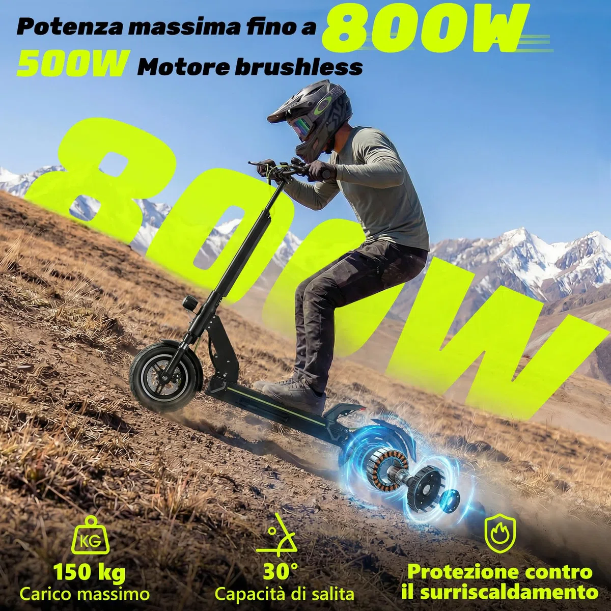 Monopattino Elettrico Adulto, 500W,Autonomia 55-90KM, 13AH/18.2AH Massimo 150 kg, Doppio Ammortizzatore e Freni Disco Anteriori Posteriori,Pneumatici 10 Pollici,E-Scooter Pieghevole
