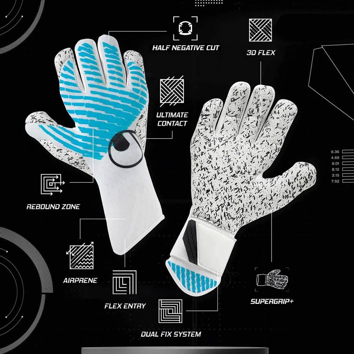 uhlsport Cybertec Supergrip+ Hn - Guanti da Portiere di Calcio Bambini e Adulti