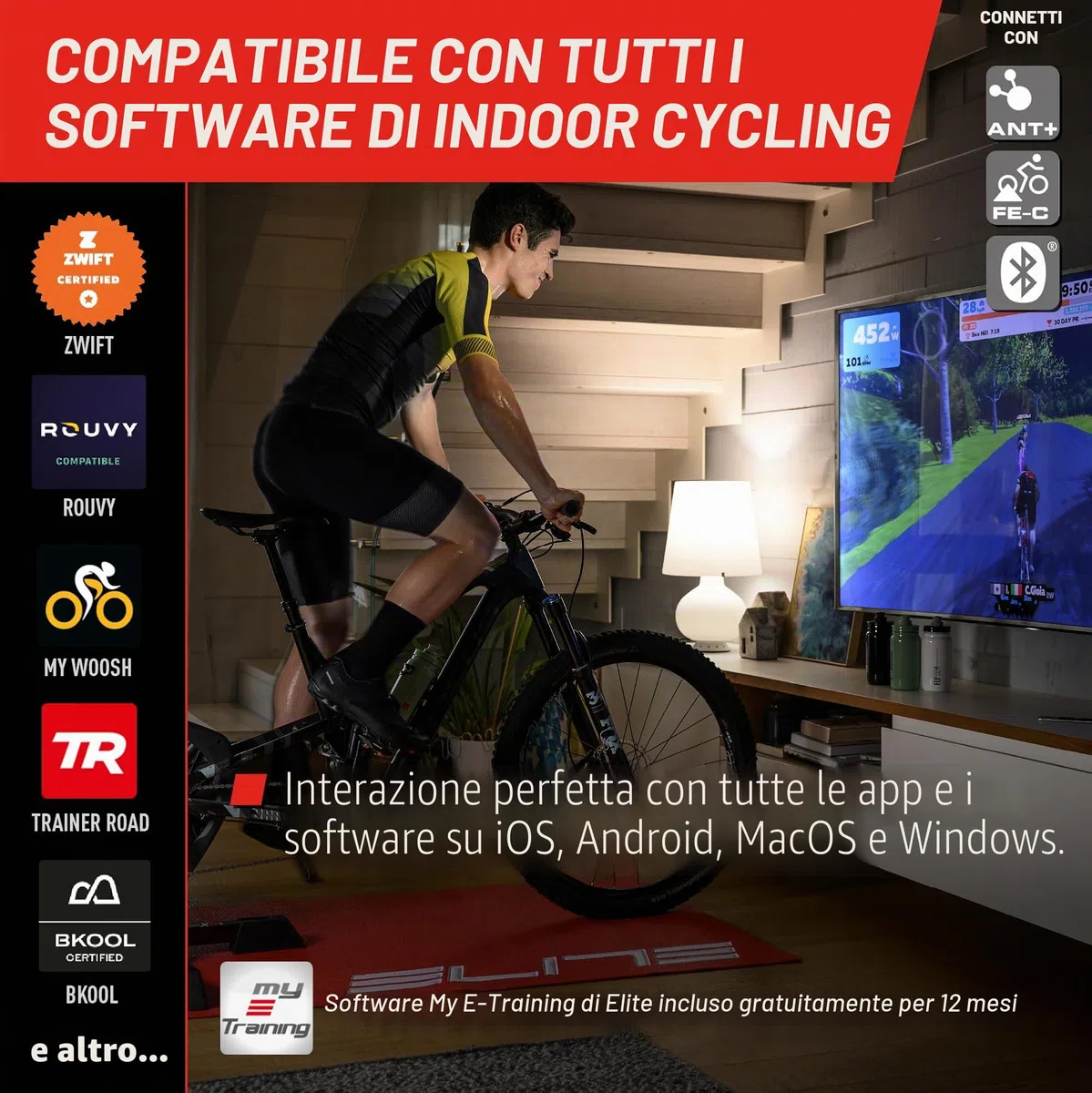 Elite Direto XR Smart Trainer Interattivo – Disponibile in Versione Standard o Bundle Zwift Cog e Click – Rullo a Trasmissione Diretta per Allenamento Indoor