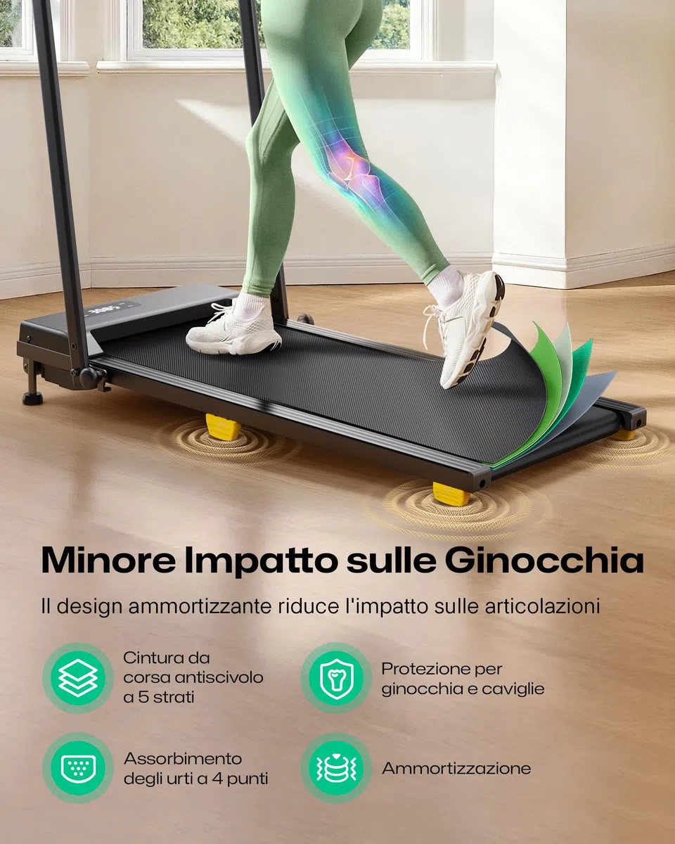 UREVO Tapis Roulant Elettrico con Inclinazione 9%, 1-10 km/h Tapirulan Pieghevole da Casa, Motore 2.5 HP, Modalità HIIT One-Touch, Tapis Roulant Salvaspazio per Casa e Ufficio