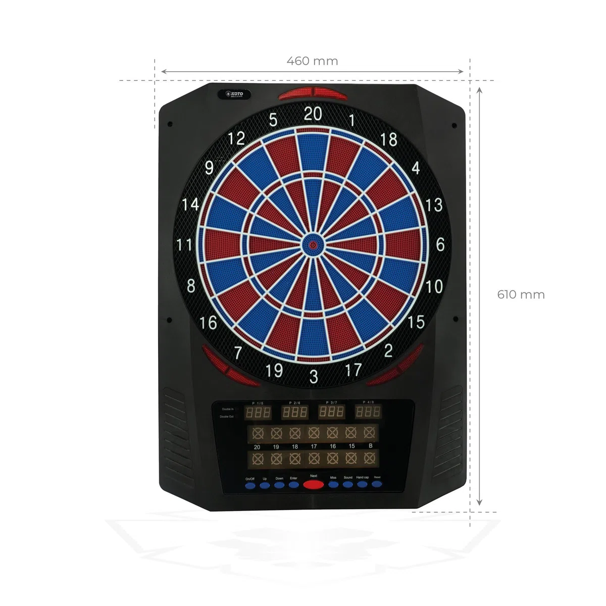 KOTO – Bersaglio Elettronico Royal 580, 6 Freccette Soft, 36 Giochi, Oltre 580 Varianti, per 1-8 Giocatori