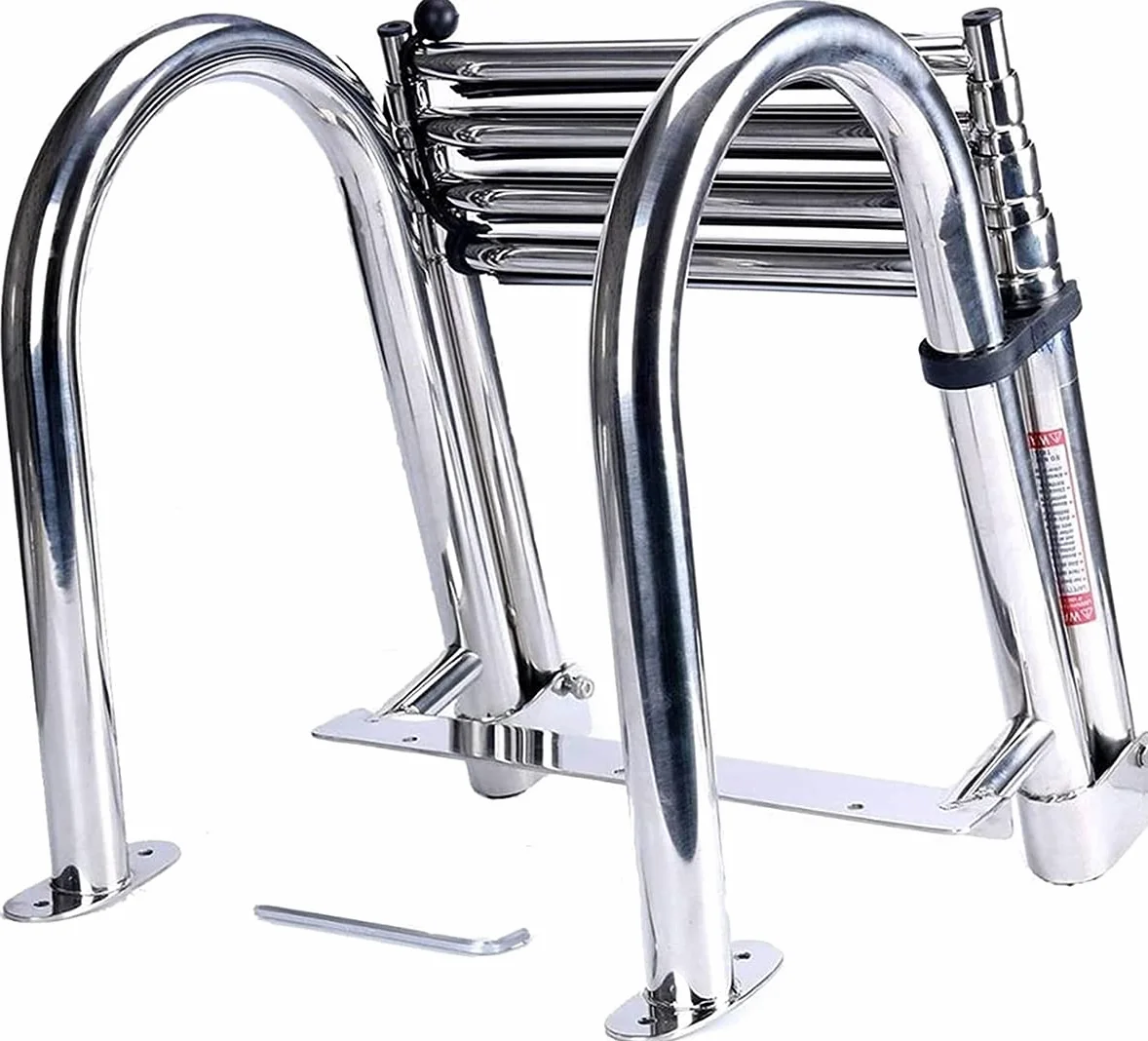 Scaletta Bagno Scaletta Barca Inox, Scalette Piscina Pieghevole con Corrimano E Ampia Pedaliera 4 Gradini Ponte Galleggiante per Piscina/Piscina Barca, Ingresso Poppa Marina