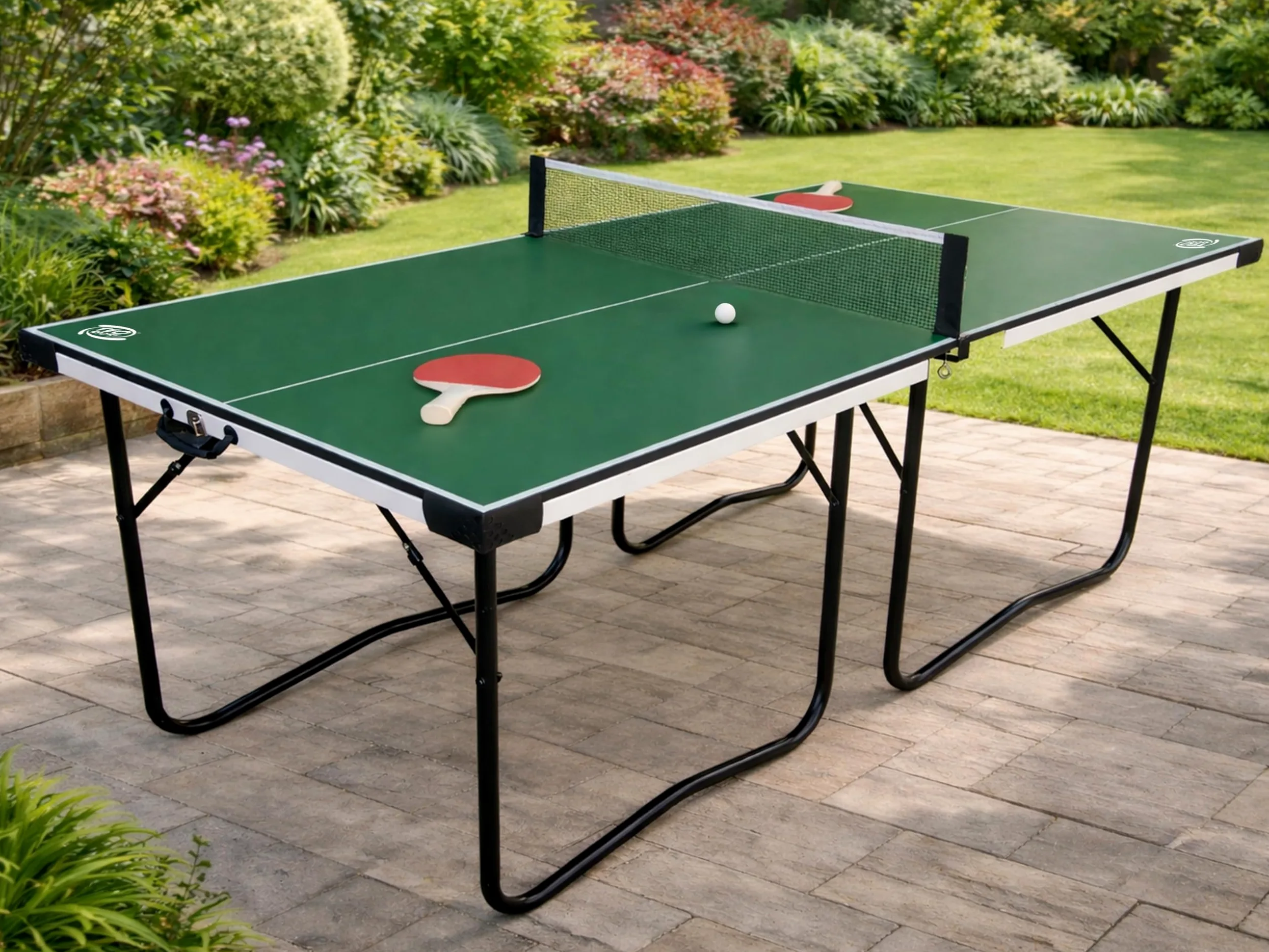 Teorema Giocattoli - Tavolo da Ping Pong Pieghevole Salvaspazio, Misure 182x86.5X75 cm, Tavolo Ping Pong esterno e interno con Set Completo: Rete, 2 Racchette e 2 Palline, Facile da Trasportare