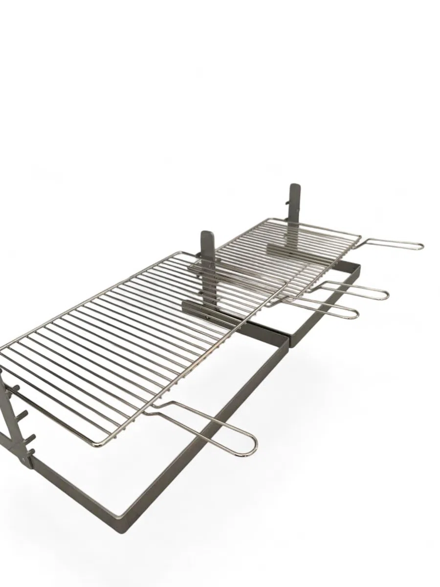 Griglia per Barbecue e Camino in Acciaio Cromato, Regolabile in Altezza, Struttura in Ferro, per Carne Pesce e Verdure (80x35 cm)