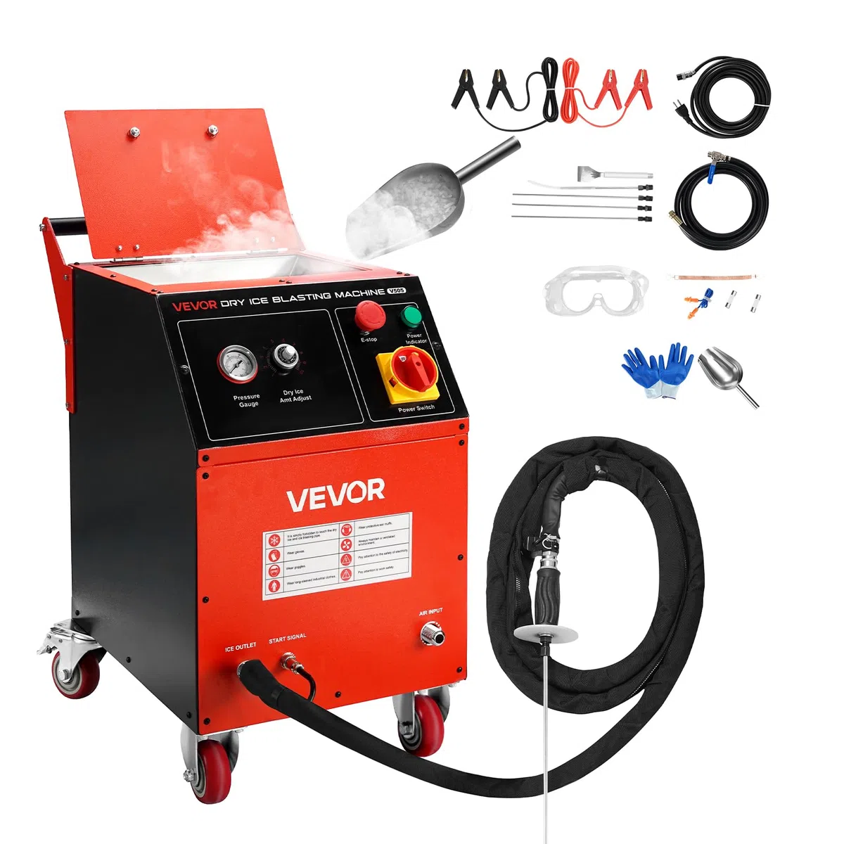 VEVOR Macchina per Pulizia con Ghiaccio Secco, capacità 5 kg con 4 Ugelli, Pulitrice a Ghiaccio Secco, Pressione Regolabili, per Auto, Navi, Aviazione, Prodotti Chimici, Sicuro e Senza Residui