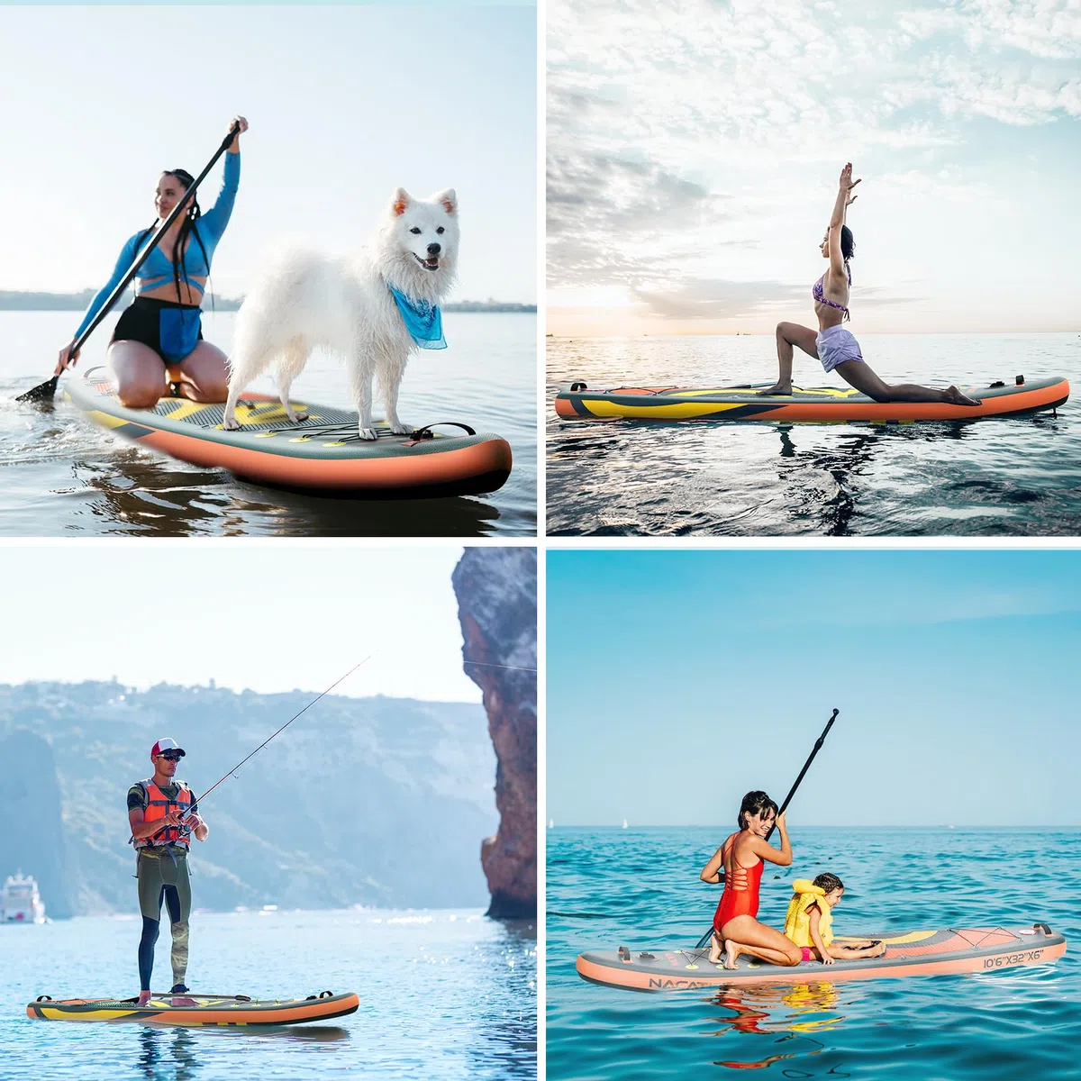 NACATIN Tavola SUP gonfiabile da 320 cm con sedile per adulti, con doppia pagaia, sedile per kayak, zaino, tracolla, borsa asciutta, kit di riparazione, per lago, fiume, yoga