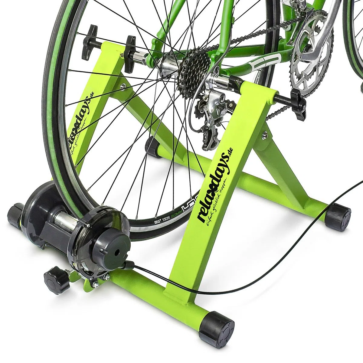 Relaxdays Rullo per Bicicletta - Relaxdays Trainer Pieghevole Bicicletta 6 velocità, Cerchi da 26-28, Blu e Verde Unisex Adulto