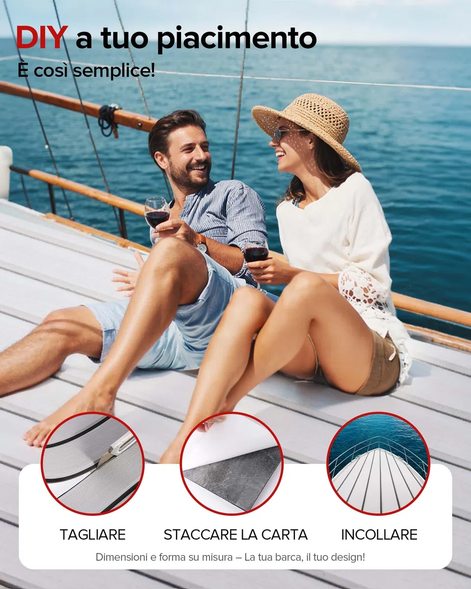 FoundGo Rivestimento per pavimento per barca, autoadesivo, 6 mm, in schiuma EVA, antiscivolo, tappetino per barche, rivestimento marino, resistente alle intemperie, per pavimenti esterni e