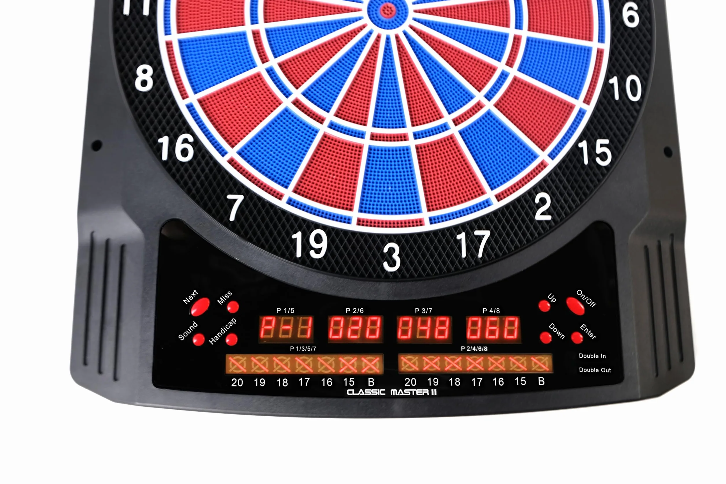 Carromco Bersaglio Freccette Elettronico - Classic Master II - Freccette con Punta in Plastica, 36 Giochi e 585 Varianti, Cricket, 6 Display LED, per 1-8 Giocatori