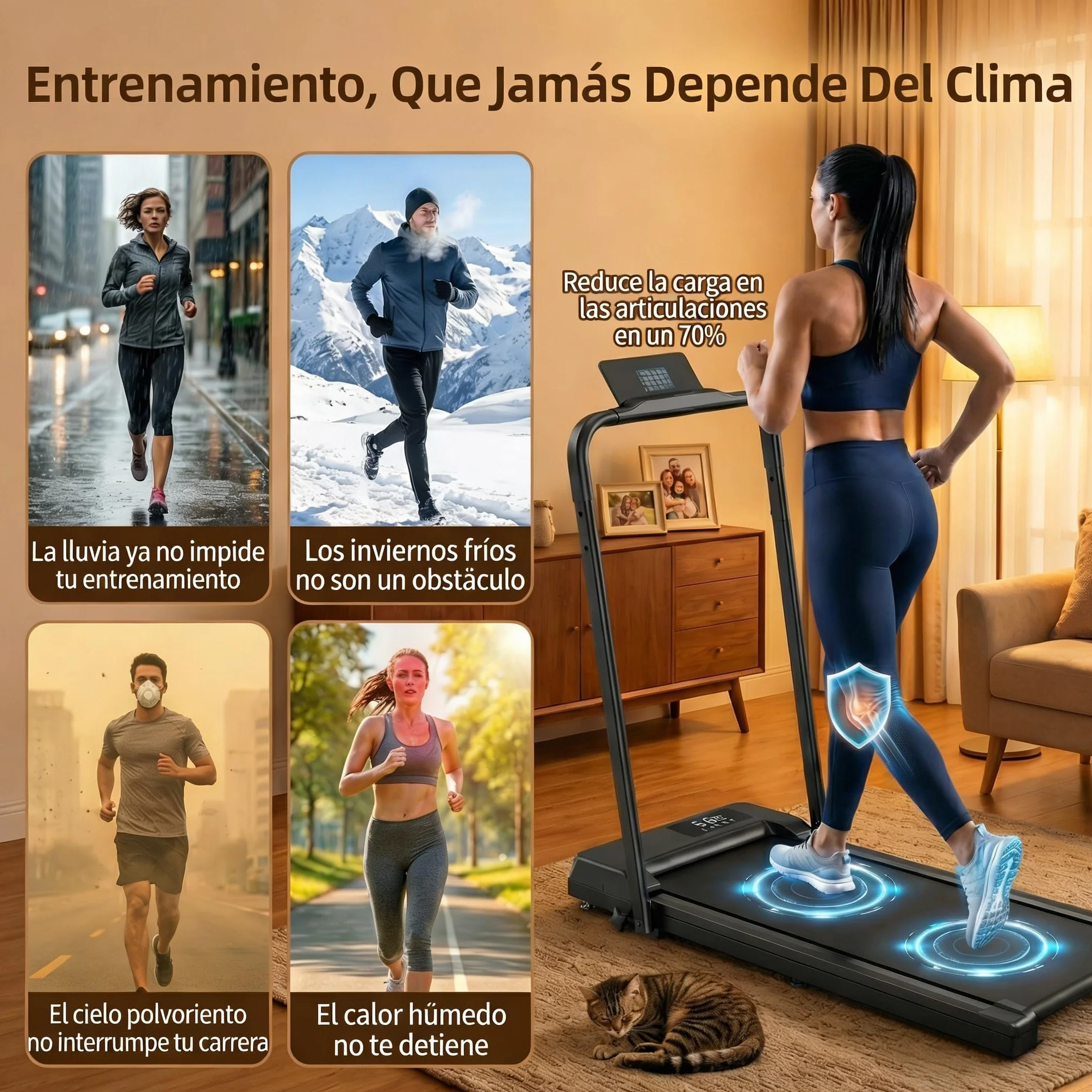 Tapis roulant per casa pieghevole – Upgraded Durevole & Portatile Elettrico Treadmill per Home Fitness con forte supporto a ventosa e telecomando, max 10 km/h per Cardio & Walking (nero)