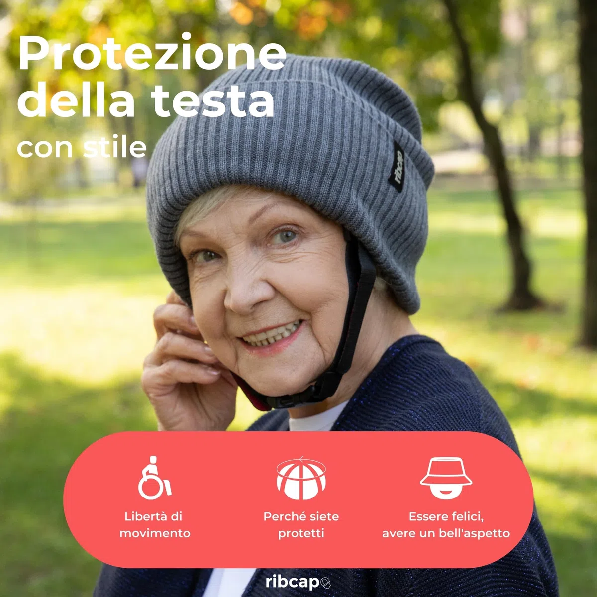 Ribcap Lenny Casco Protettivo di Grado Medico | Grigio | Casco Morbido per Epilessia | Casco Protettivo per Convulsioni