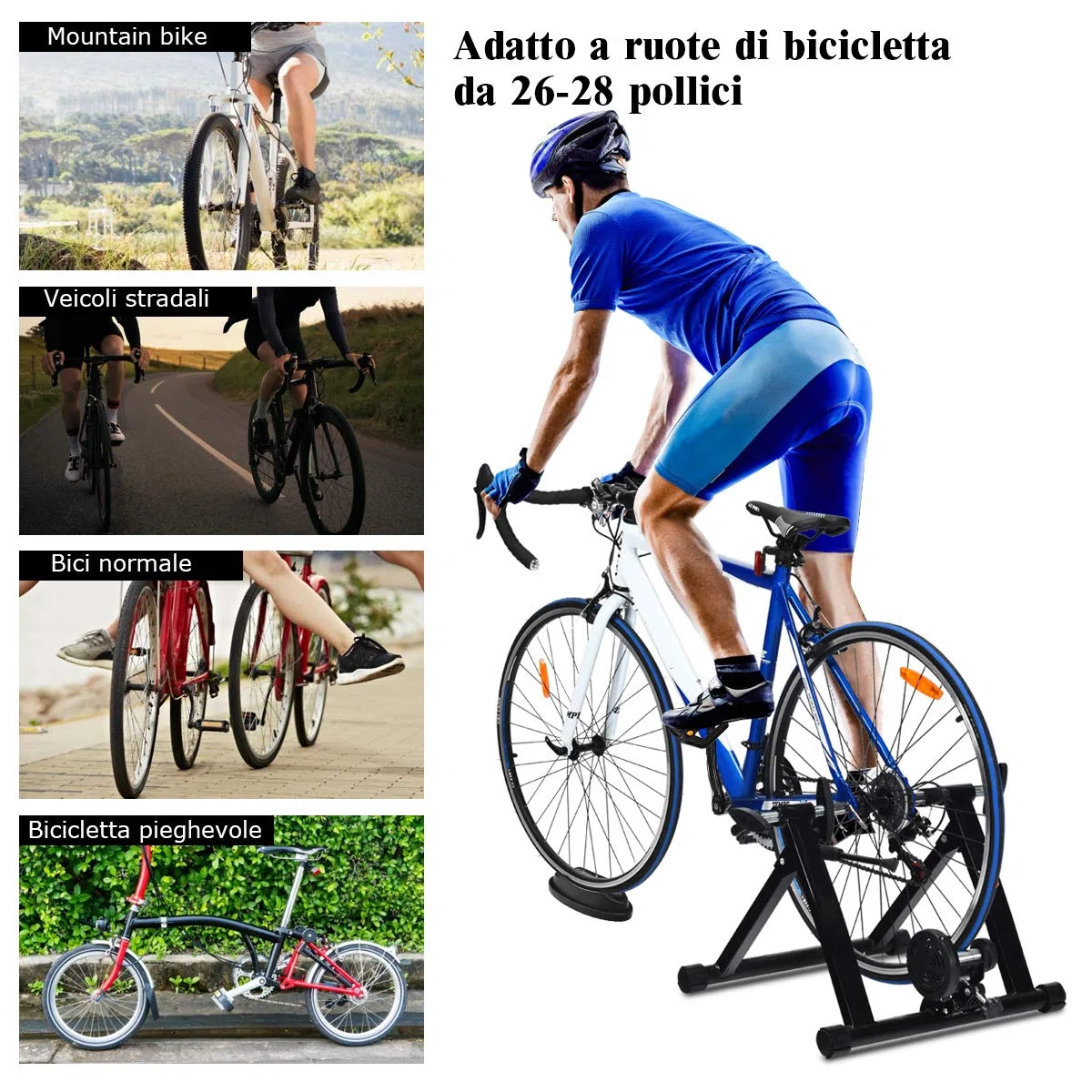 COSTWAY Rullo Allenamento per Bicicletta Trainer Bici Fitness, per Allenamento in Casa, Nero