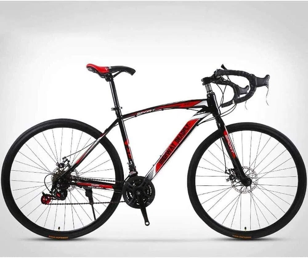 MU 26 Pollici Bicicletta Della Strada, 24 Velocità Bici, Doppio Freno a Disco, Acciaio Al Carbonio Telaio, Strada Di Corsa Della Bicicletta,Nero