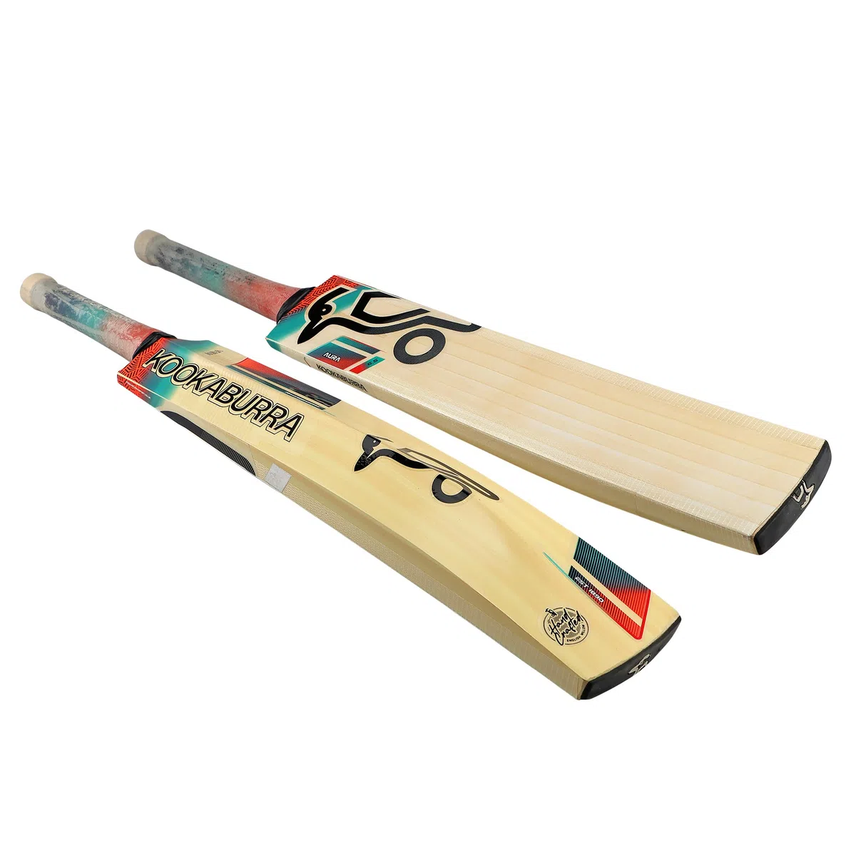 Kookaburra Aura 6.5 Cricket Bat, Short Handle, Mazza Unisex, Corallo/Blu, Manico Corto