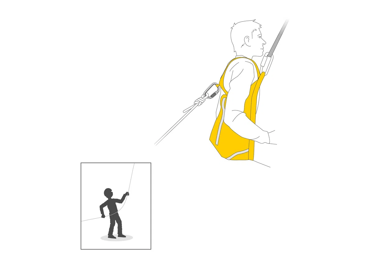 PETZL, Pitagor, confortevole triangolo di evacuazione con parentesi graffe, giallo, U, unisex-adulto