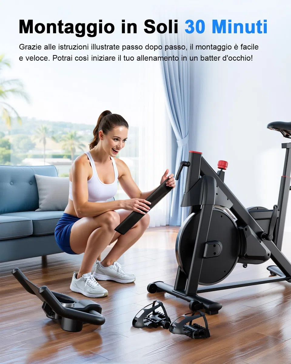 Copant Cyclette da Casa Professionale da Ciclismocon, Ciclette Resistenza Magnetica Regolabile, Bicicletta per Casa con Display Capacità di Peso 136 kg LCD e APP