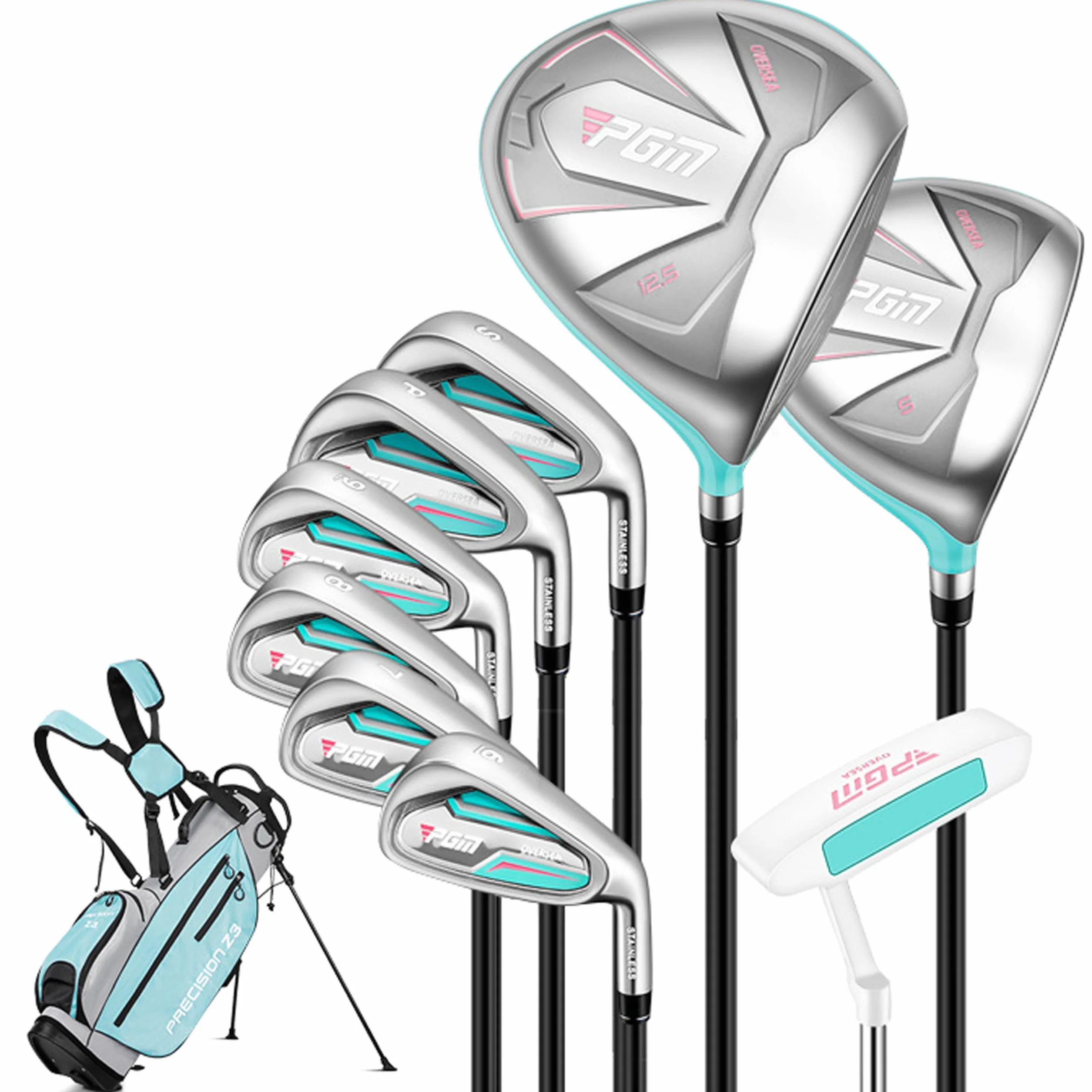 PGM Oversea - Set completo da golf da donna, 9/12 pezzi, con design sottile ad alta resistenza, driver da 460 cc