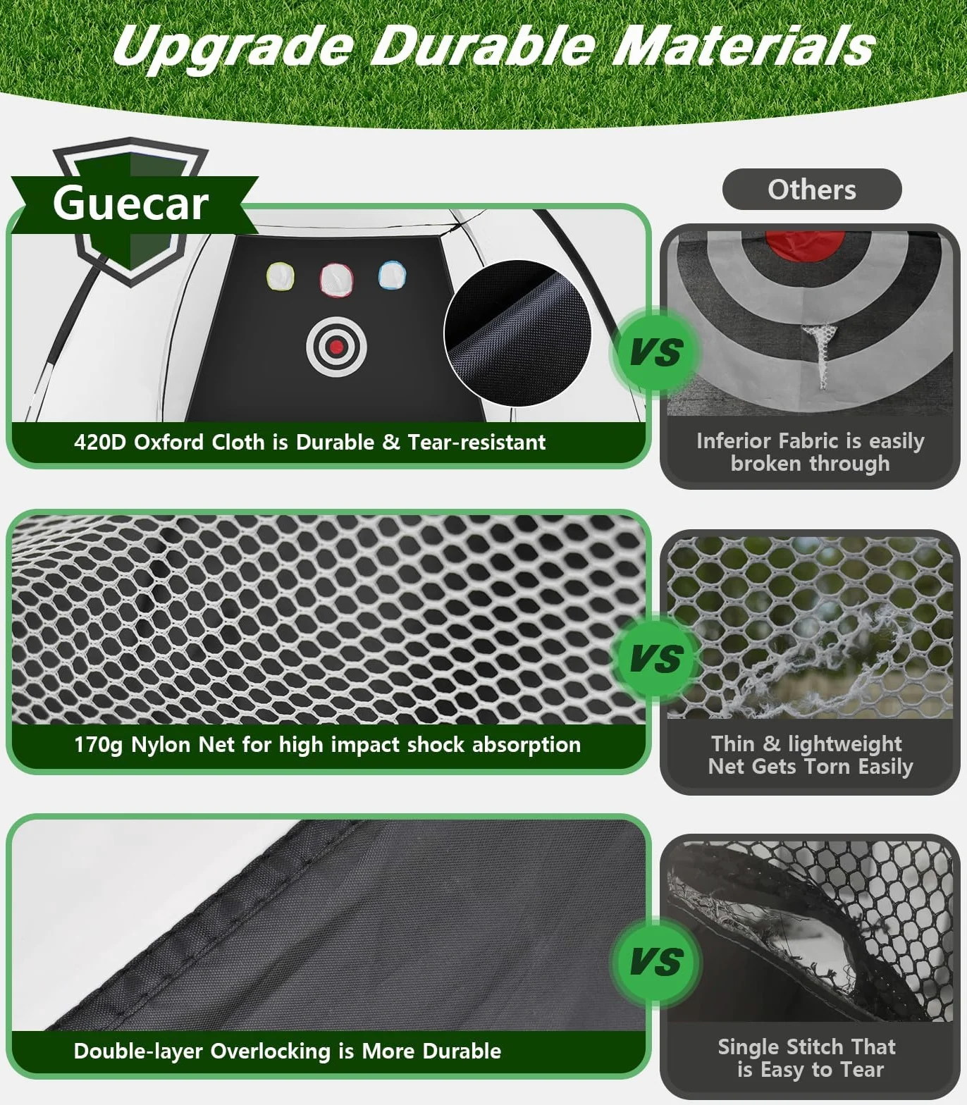 Rete da golf 3 x 2,1 m, con tappetino da golf Tri-Turf All in 1, per allenamento a dondolo, per allenamento a dondolo, con bersaglio, palline, tè/borsa