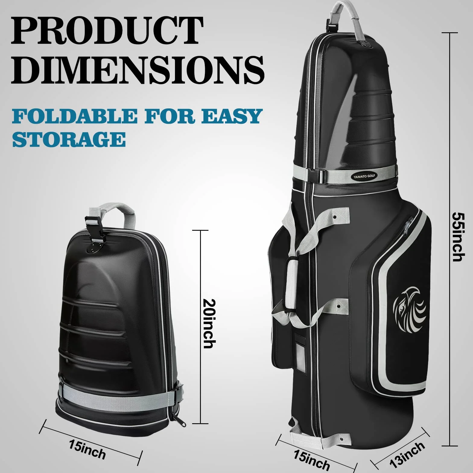 yamato Borsa da viaggio da golf con guscio rigido in ABS, copertura da viaggio per mazze da golf bagagli per compagnie aeree con ruote, ottimo regalo per golfisti