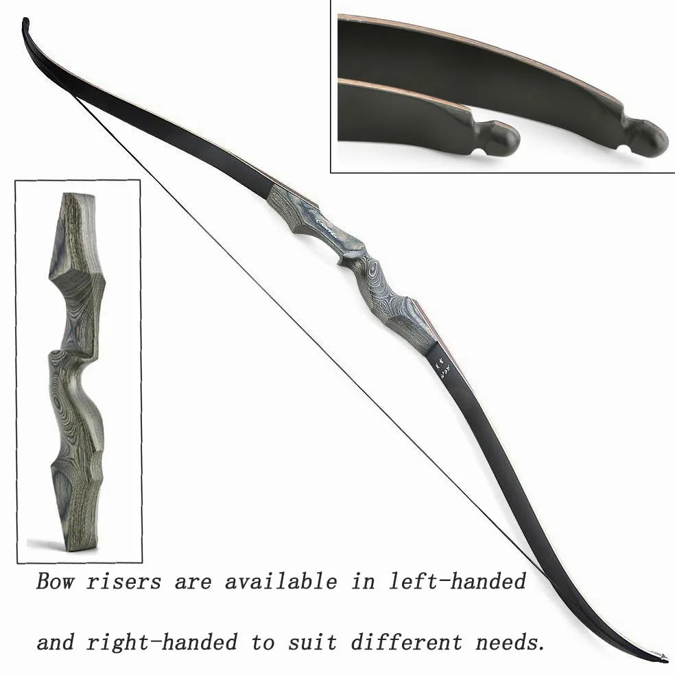 Tiro con l'arco 60" Black Hunter Original Recurve Bow Set American Hunting Longbow arco di legno 20-60lbs destra/sinistra per tiro con l'arco caccia tiro pratica