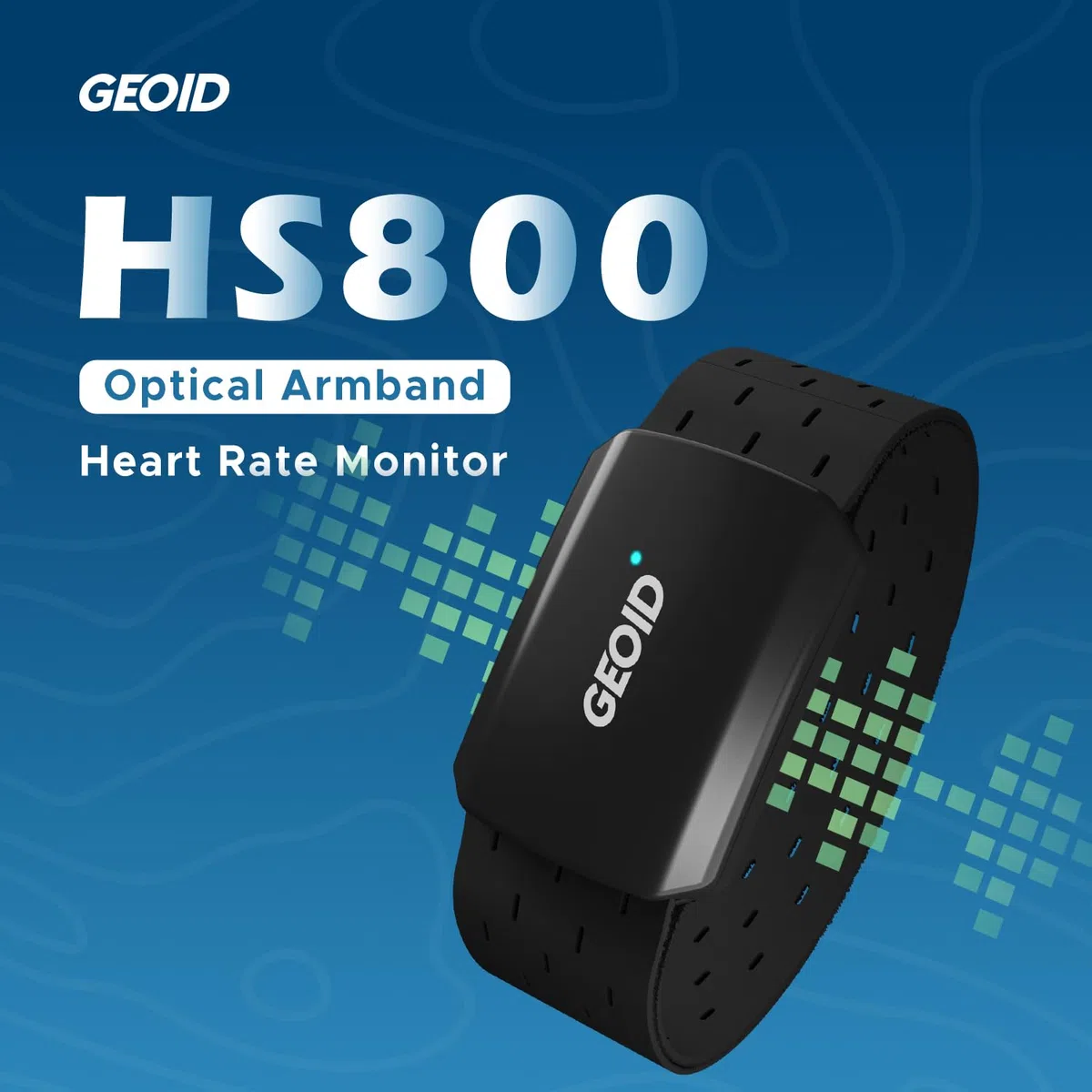 GEOID HS800 Fascia Cardio da Braccio, Ant+ Bluetooth Cardiofrequenzimetro Braccio, Ottica Impermeabile IP67 cardiofrequenzimetro da polso