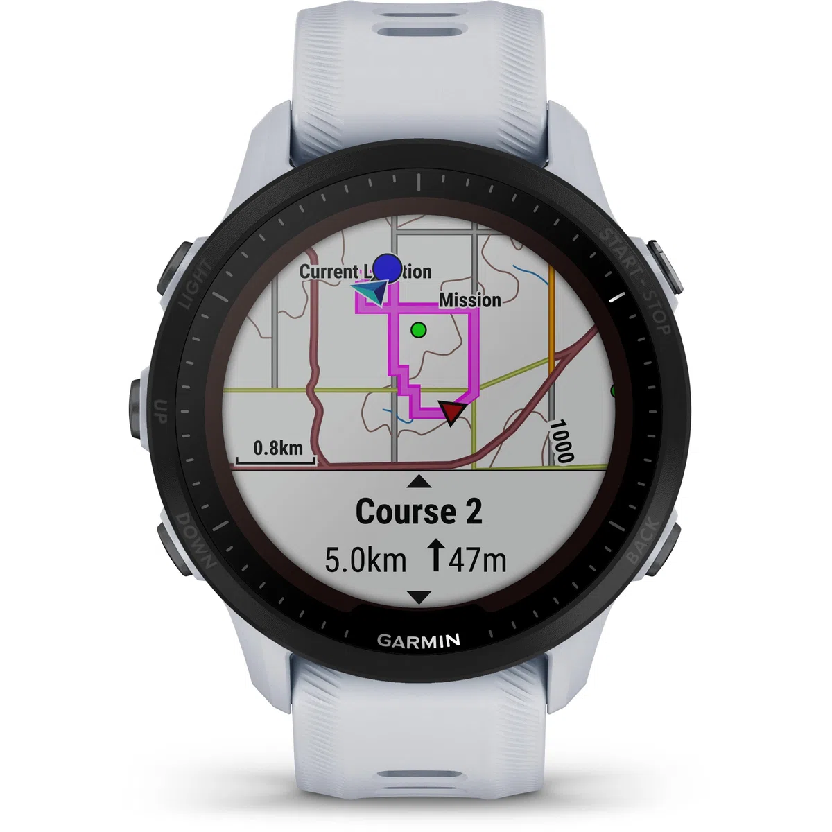Garmin Unisex Forerunner 955 Solar GPS-Uhr, Weiss-Schwarz, OneSize