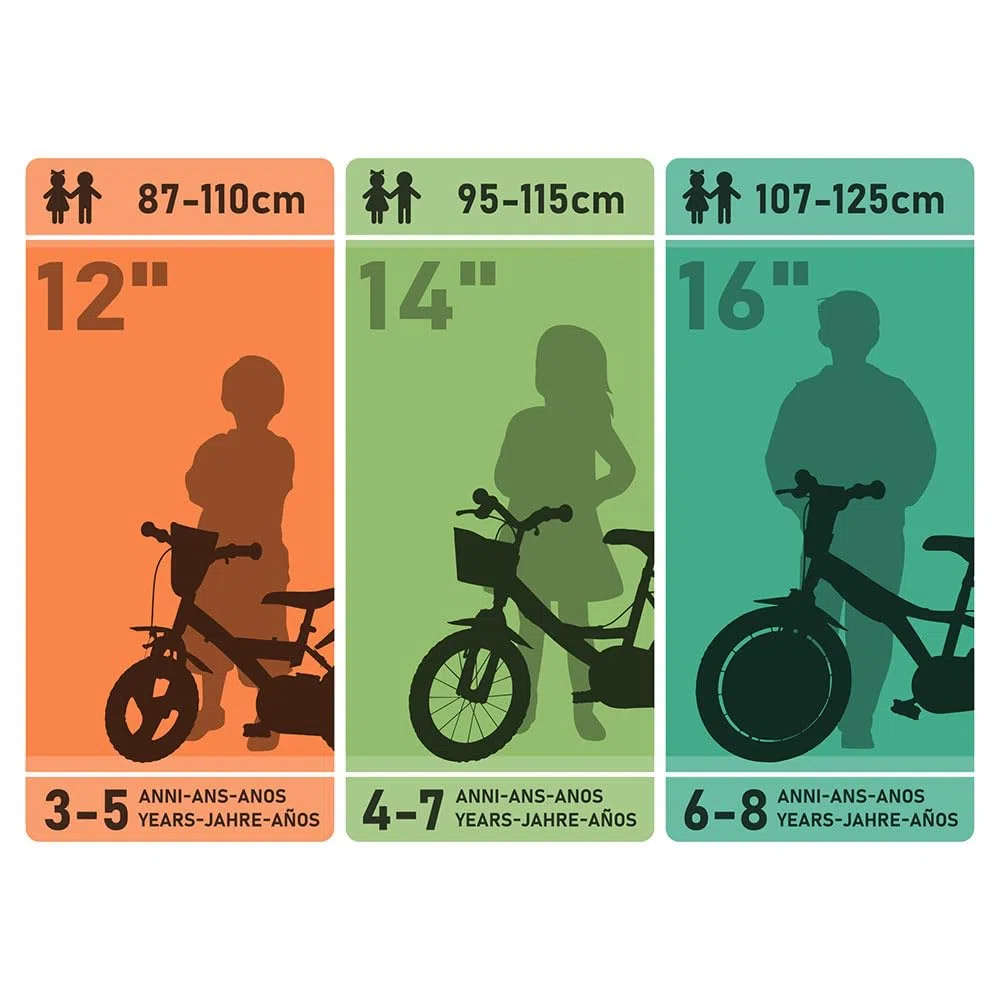 Bici Bicicletta Bambino 16 Pollici 2 Freni al Manubrio Rosso Bianco Blu