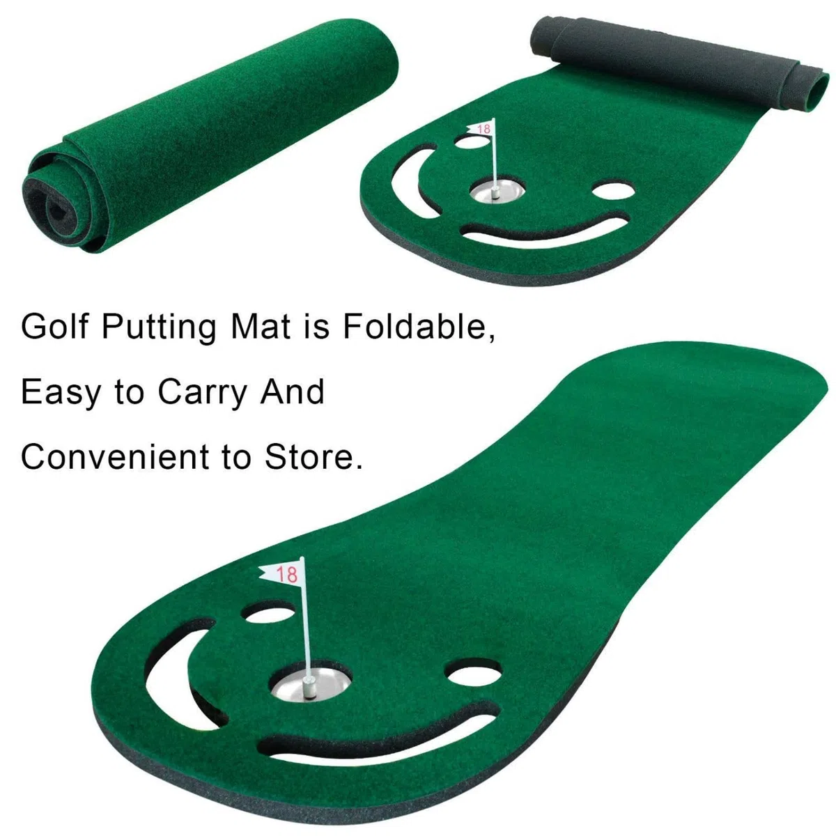 Crestgolf Tappetino da Golf Tappetino da Golf Tappetino da Allenamento Personale Tempo Libero all'aperto o al Chiuso Tappetino da Campeggio Pieghevole a 3 Fori Facile da riporre
