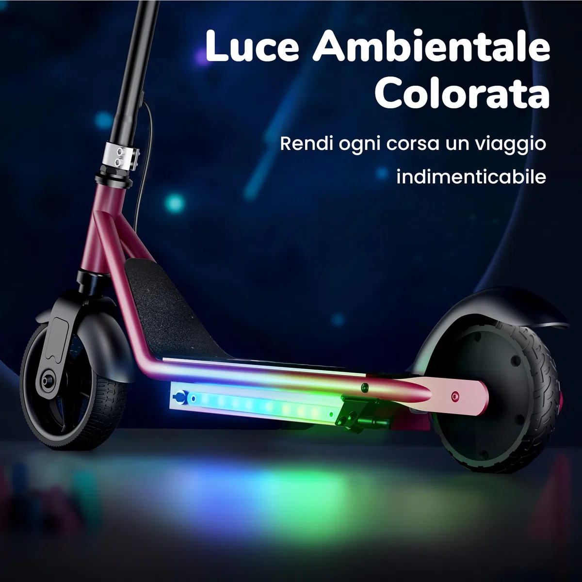 iScooter IK3/IK3MAX Monopattino Elettrico Bambini 6–15 Anni,9-13km Autonomia Ruote da 6", Freno Elettronico a Pollice, Freno a Pedale, Luci LED Colorate, Display LED, Velocità 5/10/16 km/h, Nero/Rosa