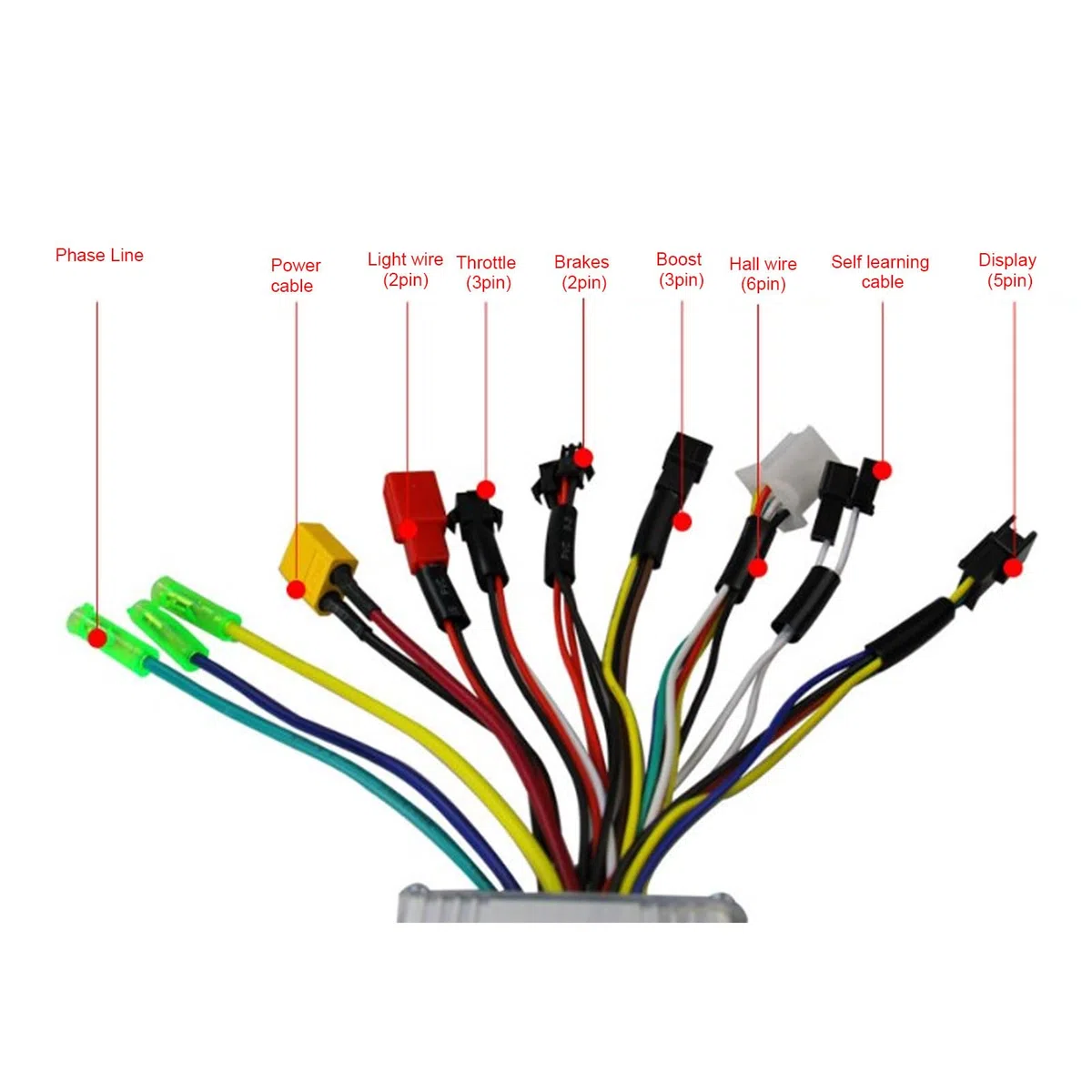BuyWeek Kit Controller Brushless Bici Elettrica, 36V 48V 17A Controller Motore Brushless 3 modalità Onda Sinusoidale Centralina Bici Elettrica con Display LCD H100