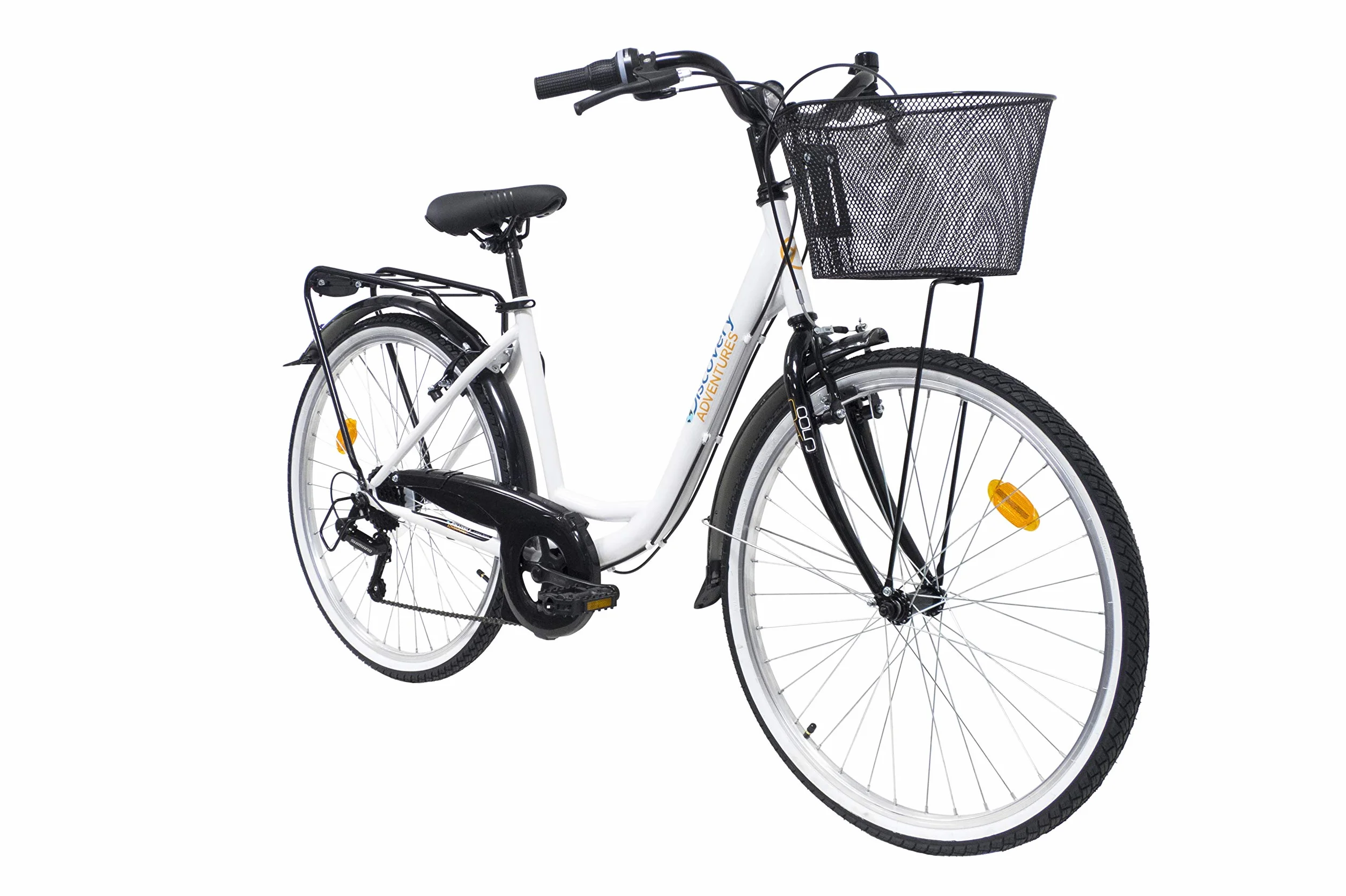 Discovery City Bicicletta Donna, Con campanello e cestino sul davanti, Bianco (White), Dimensioni della ruota 26 Pollici