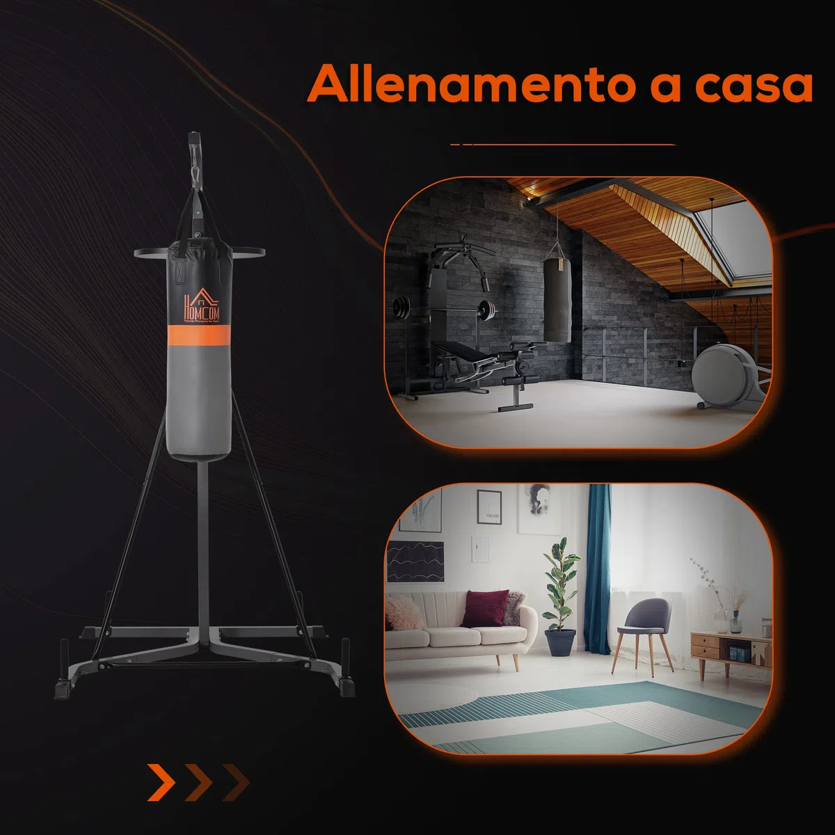 HOMCOM Stazione Multiuso Regolabile con Sacco da Boxe 20kg e Punching Ball per Allenamento Pugilato
