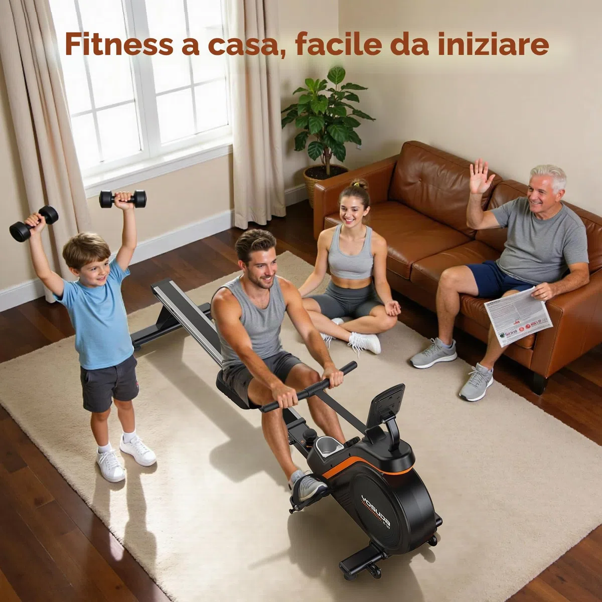 YOSUDA Vogatore Professionale per Casa, 16 Livelli di Resistenza, Vogatore Magnetico Silenzioso con APP, Monitor Bluetooth & Stent Capacità di Carico 160KG