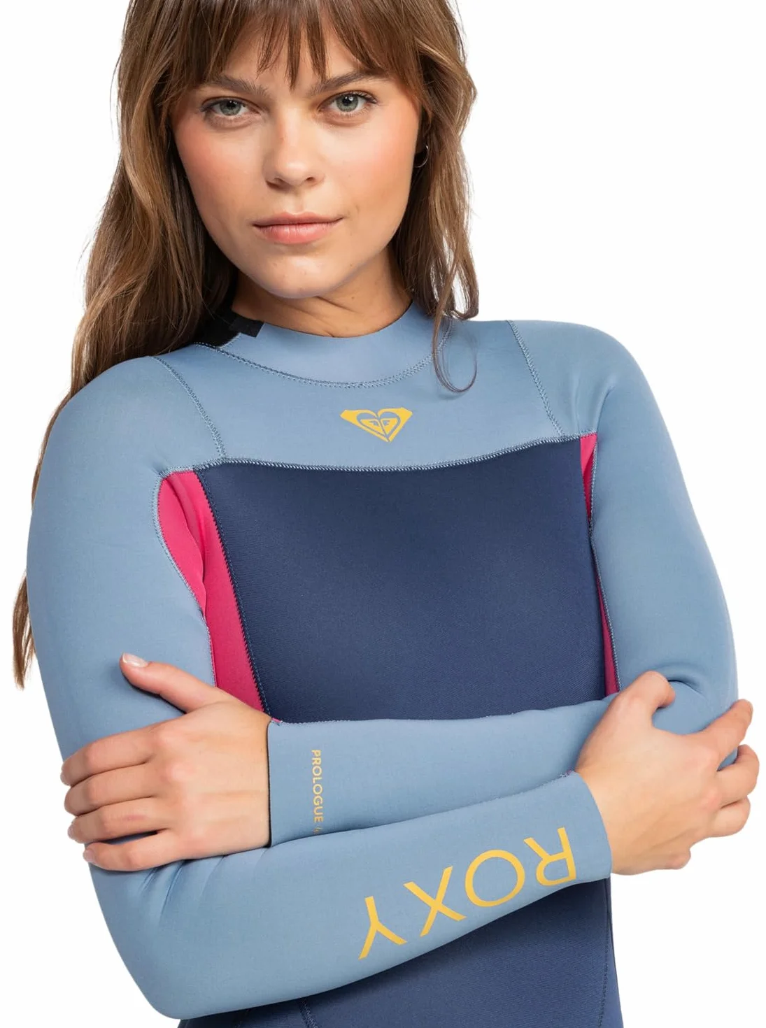 Roxy Womens Prologue 4/3mm Back Zip Wetsuit - Dark Denim - Lightweight - Fabrics: FREEMAX neoprene at body & legs