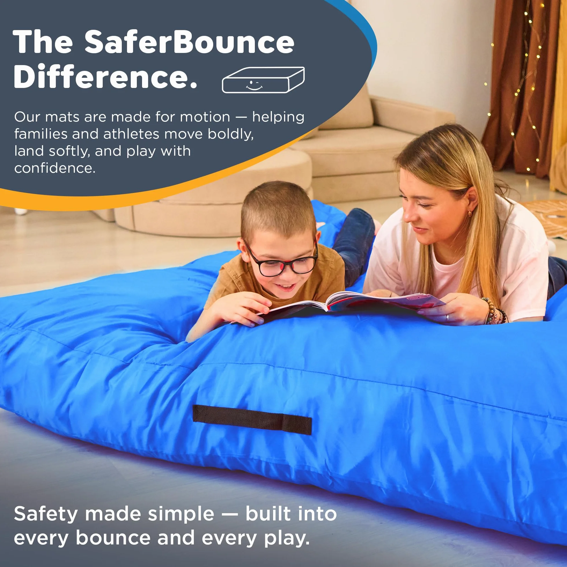 SaferBounce Sensory Crash Pad per Bambini | Grande 152 x 152 cm O 122 x 91 cm | Materasso Crash Autismo per Bambini | per Saltare & Giocare | Arrampicata & Ginnastica | Grande, Arancione