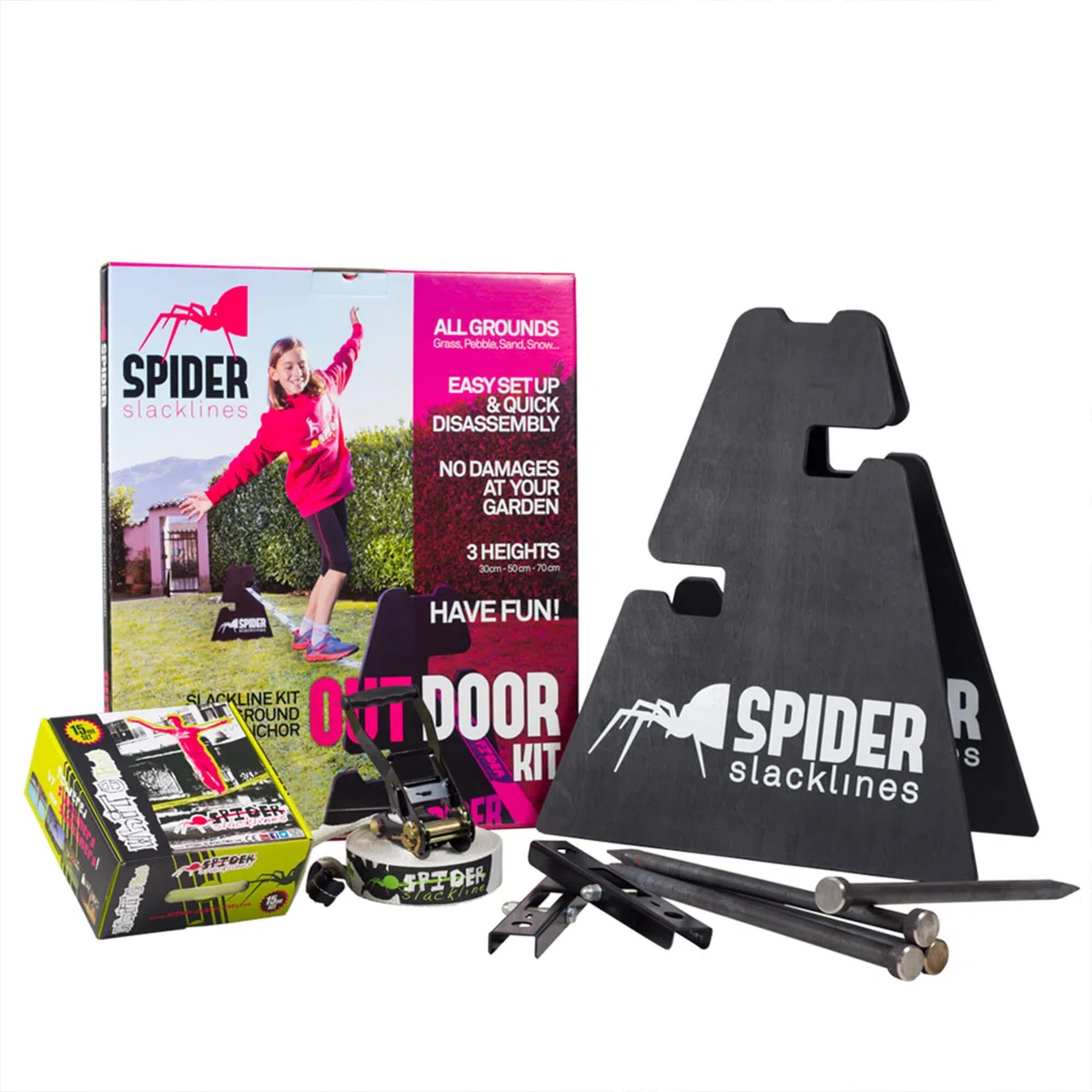 SOS02 - Outdoor Kit White Line per Principianti - Due Cavalletti con Tre Regolazioni di Altezza e Una Linea di 15 Metri