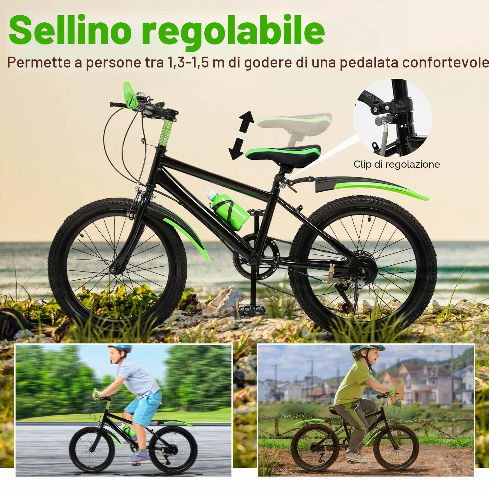 Mountain Bike per bambini per ragazzi e ragazze, mountain bike a 7 marce con parafango, bici da 20 pollici per 6 7 8 9 10 11 12 anni adolescenti