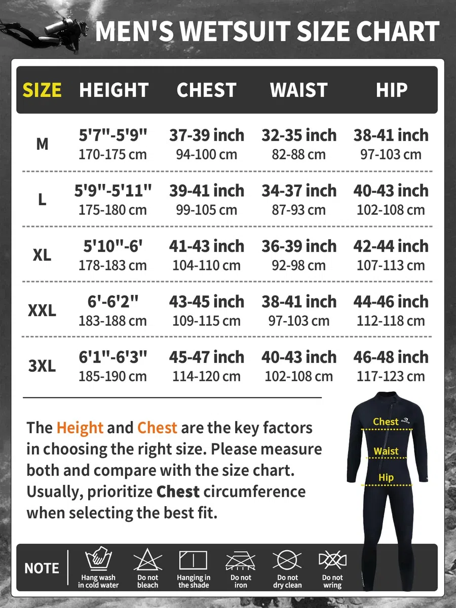 Owntop 5mm Mute per Uomo Donna - Adulti Muta da Sub in Neoprene, Mute con Cerniera Frontale a Tutta Lunghezza, Pelle da Immersione Flessibile Ultra Calda per Immersioni Surf in Acque Fredde