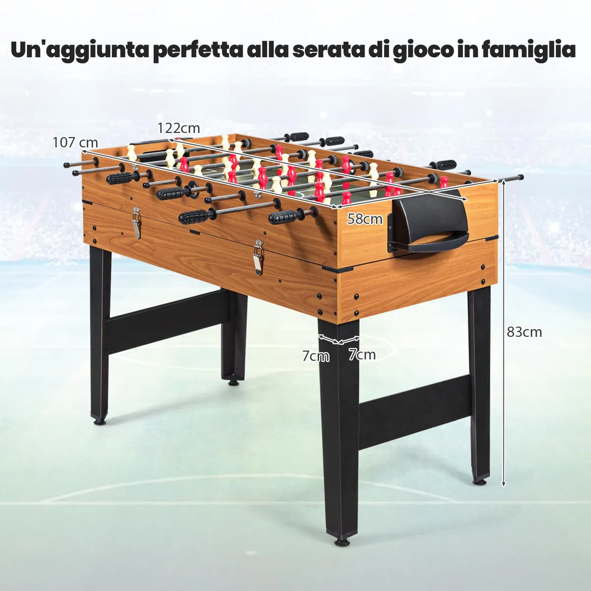 COSTWAY 3 in 1 Tavolo da Gioco Multifunzionale, Tavolo da Biliardino con Calcetto Biliardo Hockey Scorrevole, Maniglia in Gomma, Struttura Stabile, per Casa Sala Giochi, 122x58x83 cm