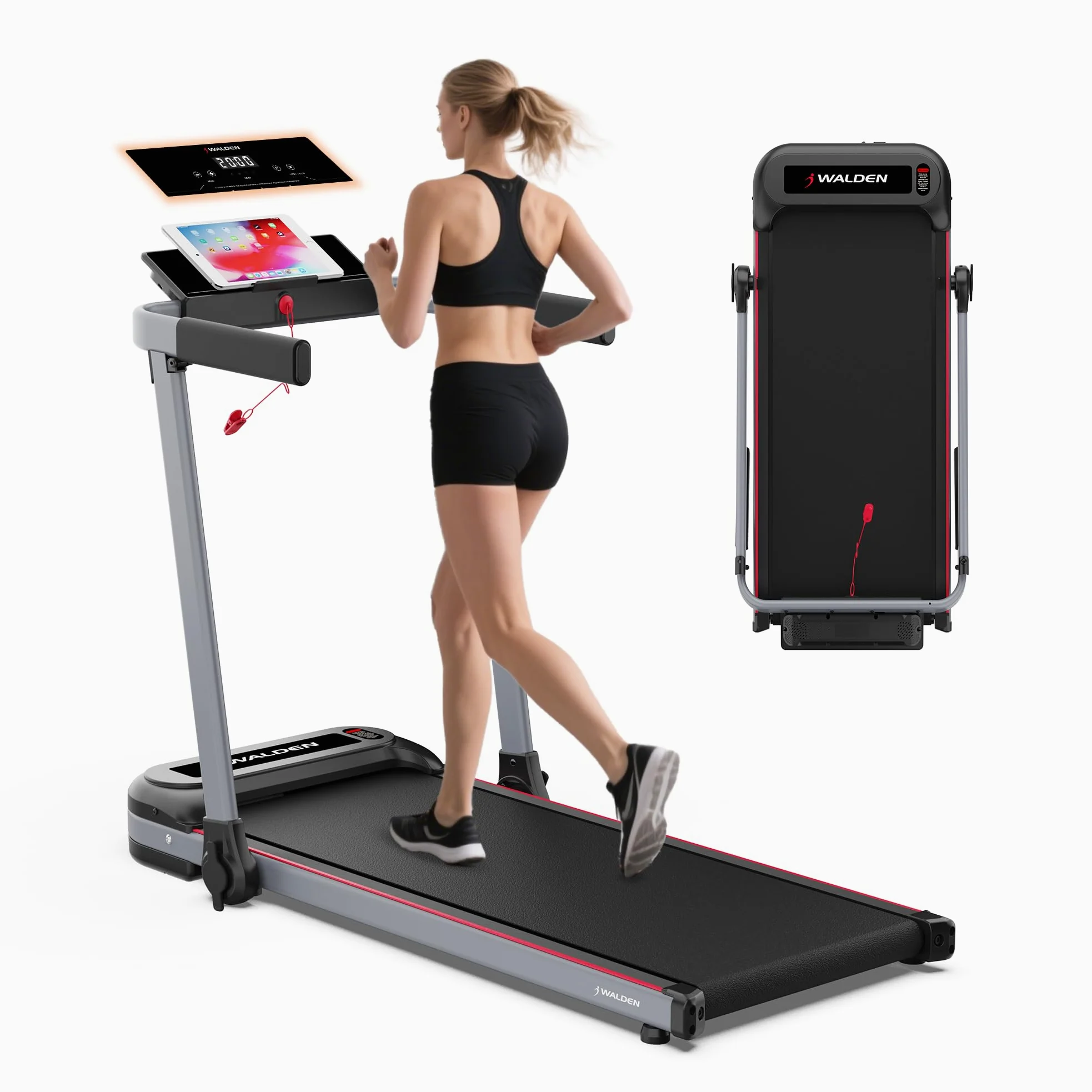 Walden Tapis Roulant Elettrico Pieghevole F2800 – Walking Pad per Casa e Ufficio, Motore 2.5 HP, Velocità 1–10 km/h, 12 Programmi, Display LCD, Fitness & Dimagrimento