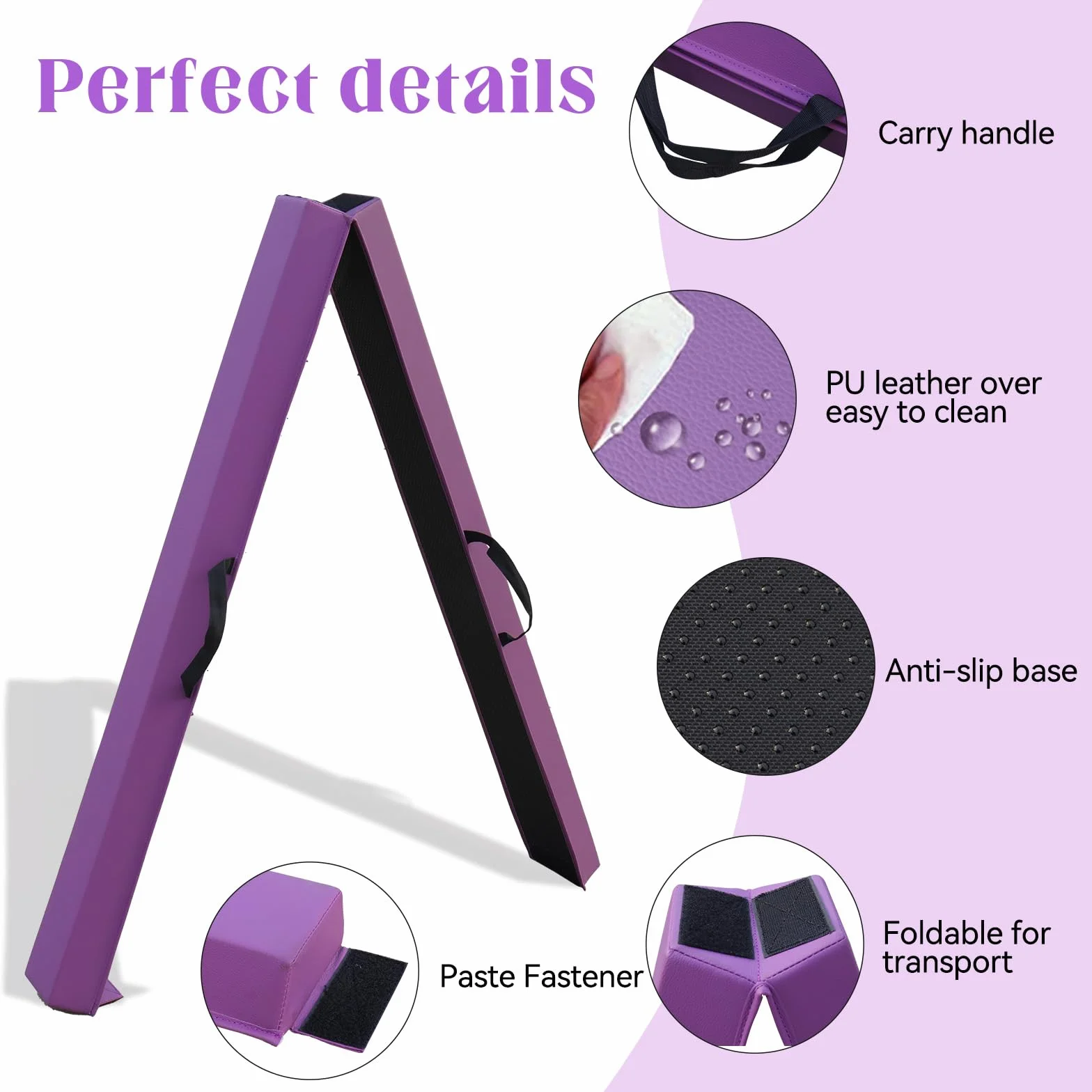 Trave ginnastica artistica per casa 240/270/300 cm PU pelle trave di equilibrio Base di Gomma antiscivolo, Fascio di Ginnastica per la Formazione, Pratica, Formazione Professionale per Bambini